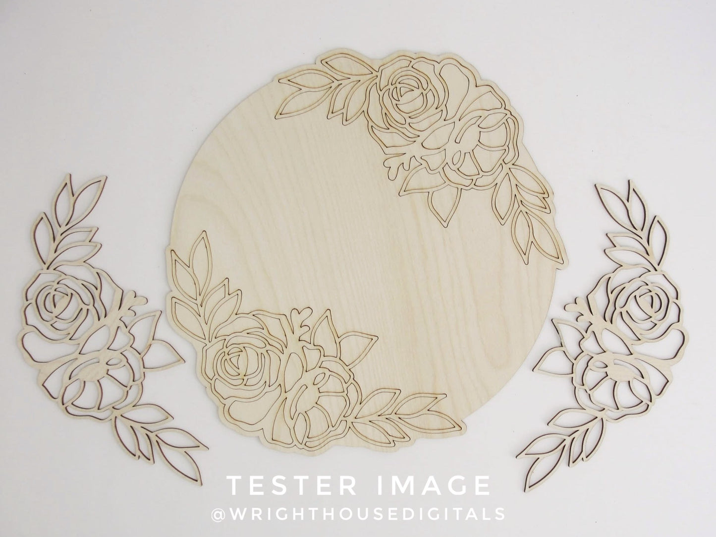 Anna Louise Outline Florals - Door Hanger Rounds - Sign Making and DIY Kits - Layered Floral Cut File For Glowforge Laser - Digital SVG File