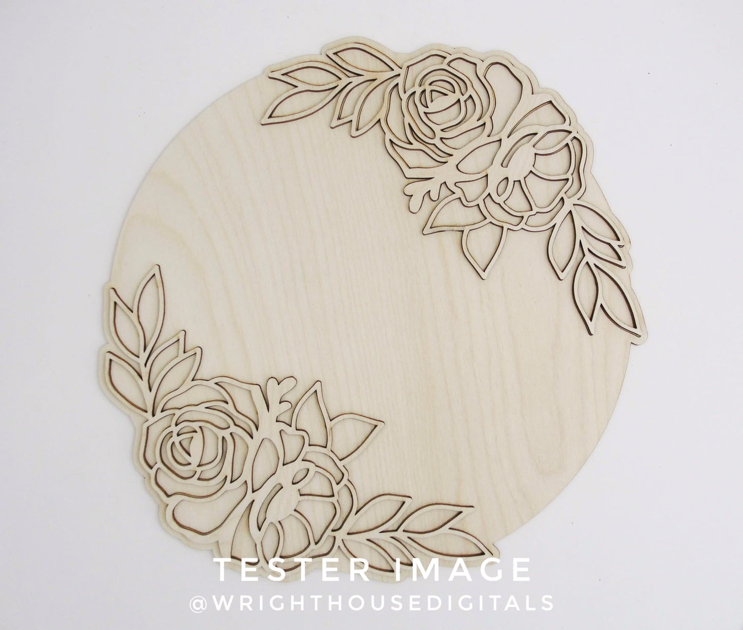 Anna Louise Outline Florals - Door Hanger Rounds - Sign Making and DIY Kits - Layered Floral Cut File For Glowforge Laser - Digital SVG File
