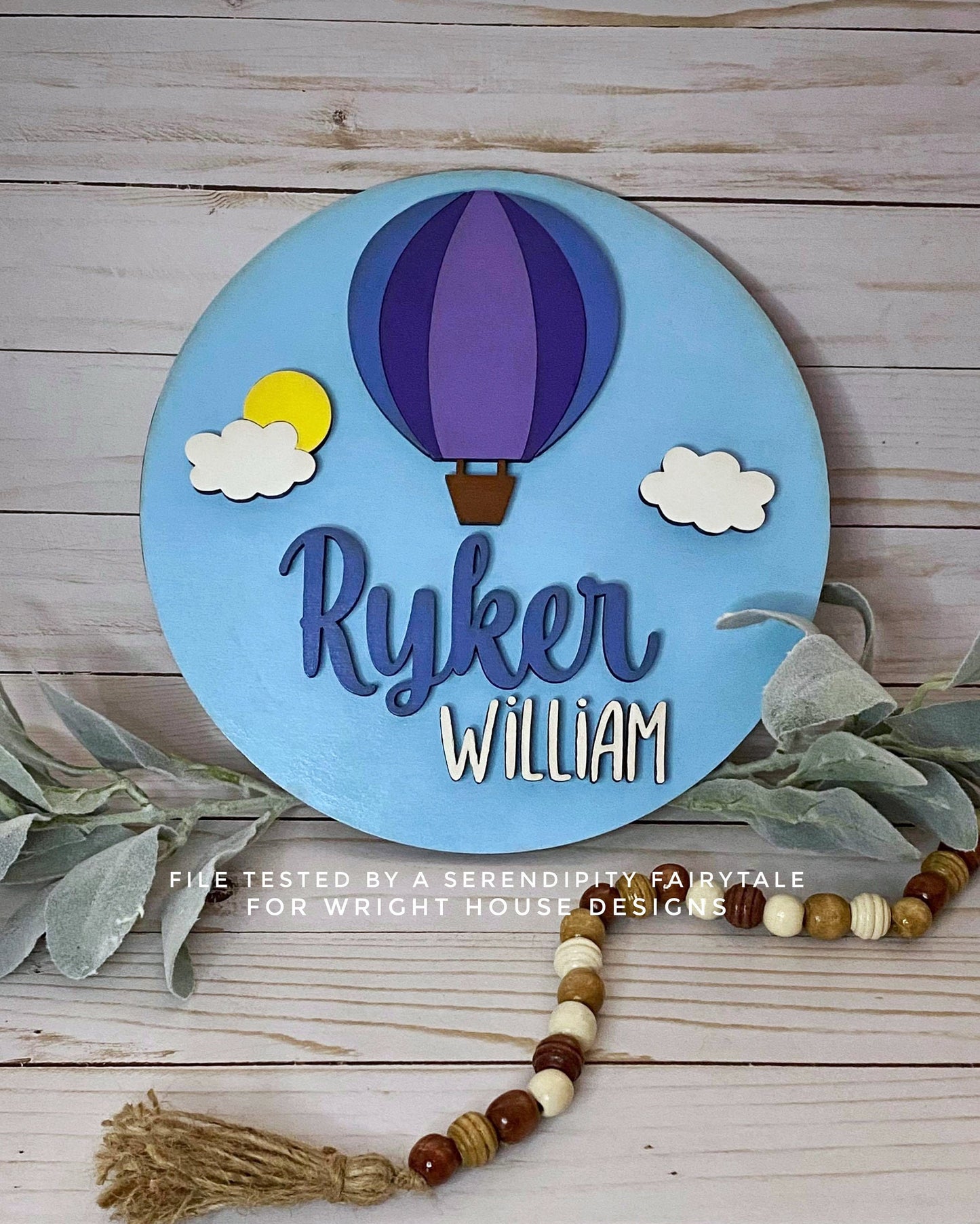Hot Air Balloon Baby Nursery Round - Sign Making Home Decor and DIY Kits - Cut File For Glowforge Lasers - Digital SVG File