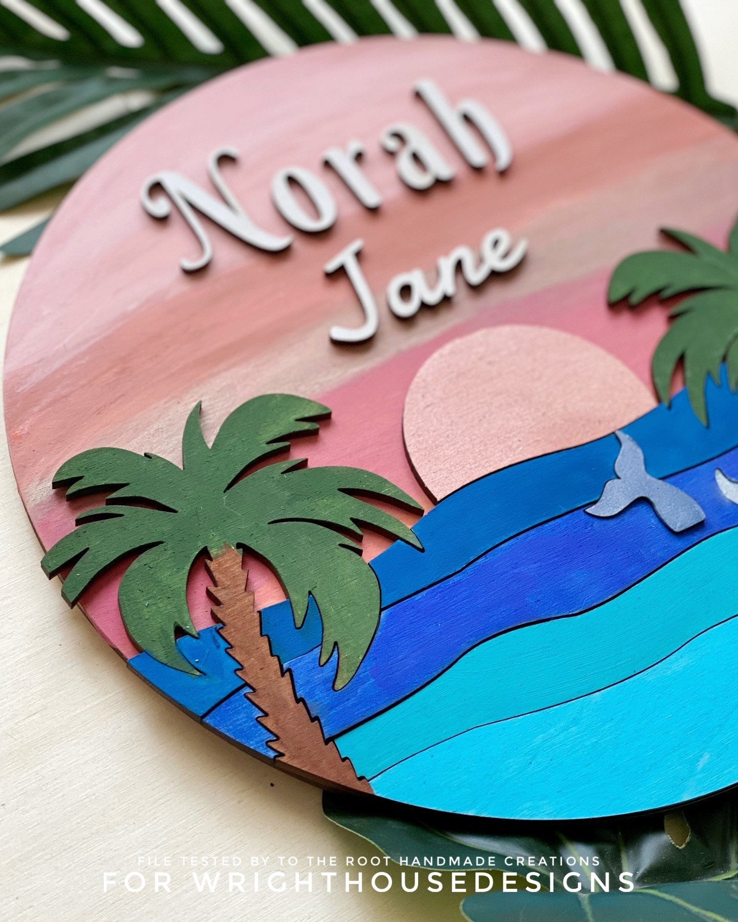 Mermaid Beach Baby Girl Nursery Round - Sign Making Home Decor and DIY Kits - Cut File For Glowforge Lasers - Digital SVG File
