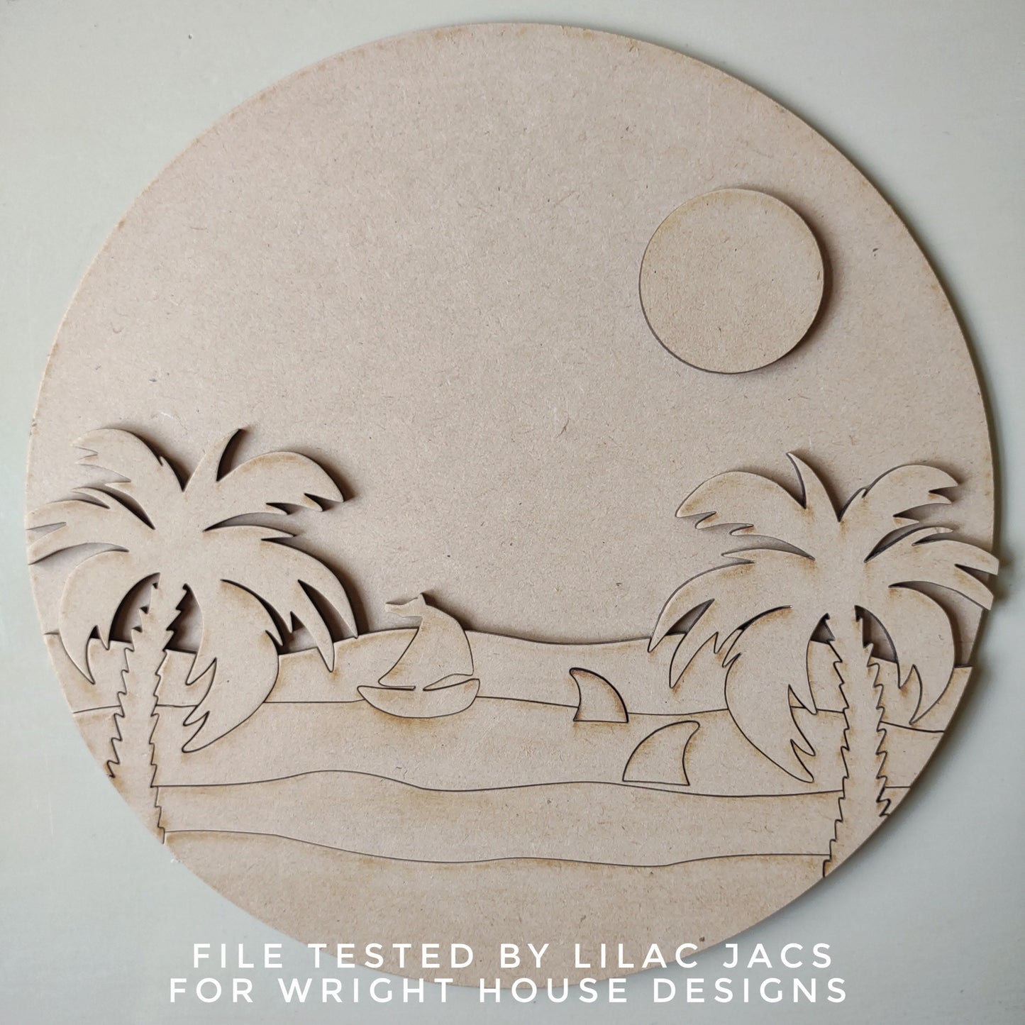 Shark Beach Sailboat Ocean Waves Baby Nursery Round - Sign Making Home Decor and DIY Kits - Cut File For Glowforge Lasers - Digital SVG File