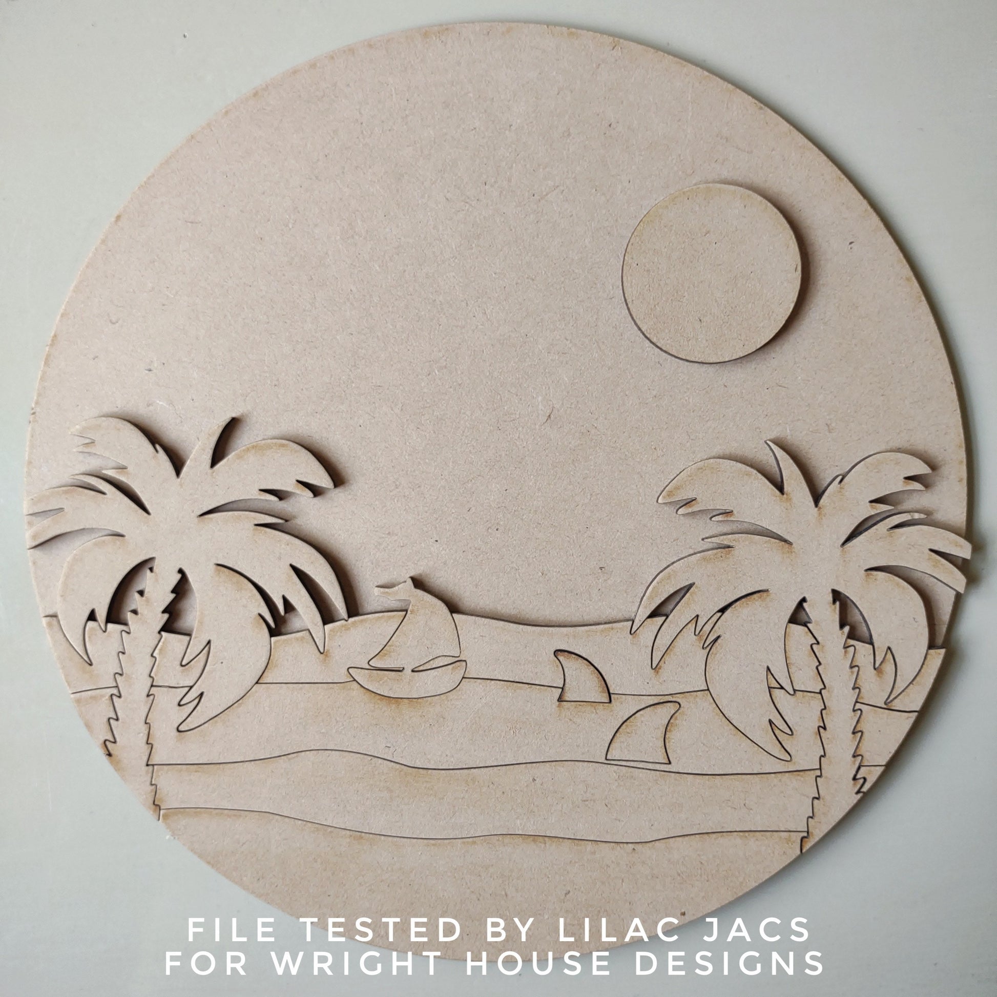Shark Beach Sailboat Ocean Waves Baby Nursery Round - Sign Making Home Decor and DIY Kits - Cut File For Glowforge Lasers - Digital SVG File