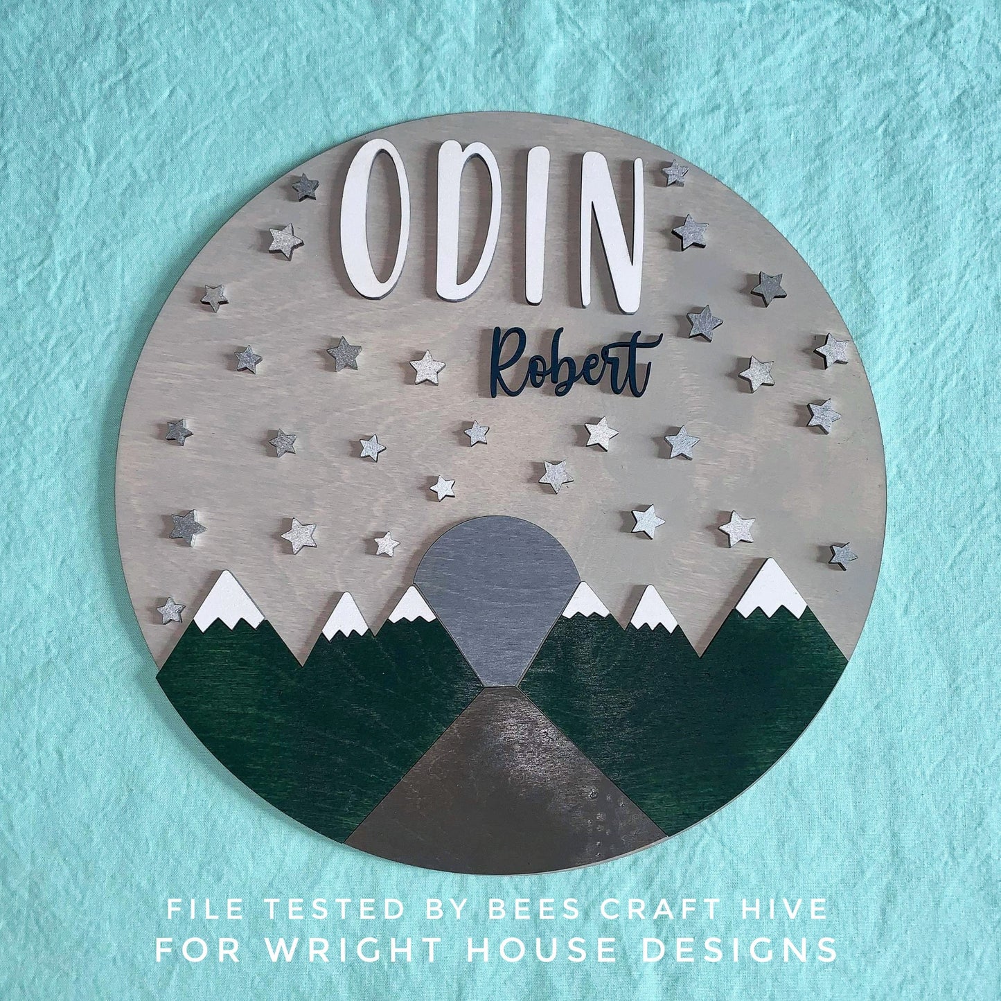 The Moonlit Mountain Nighttime Baby Nursery Round - Sign Making Home Decor and DIY Kits - Cut File For Glowforge Lasers - Digital SVG File