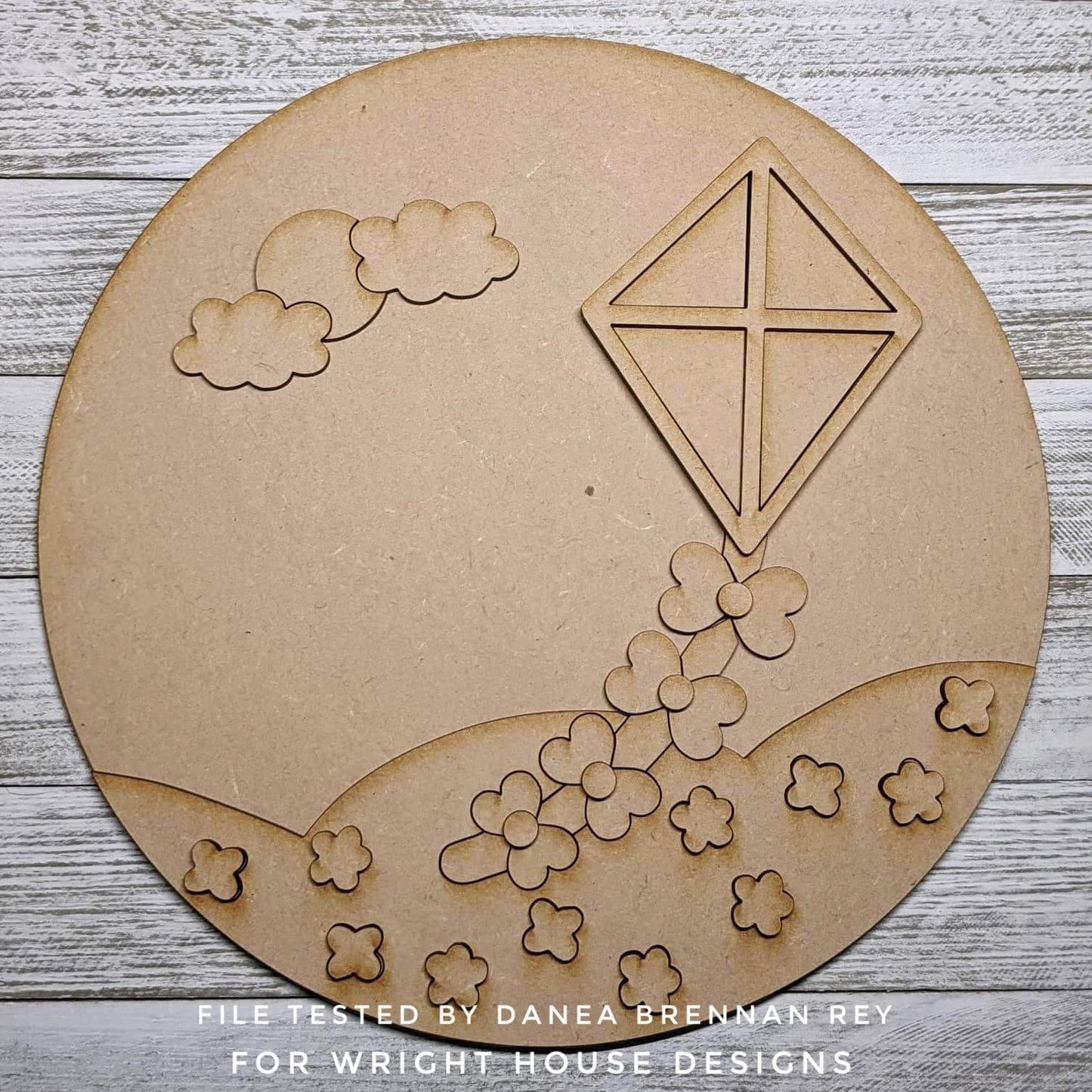 Spring Kite Flying Baby Girl Nursery Round - Floral Sign Making Home Decor and DIY Kits - Cut File For Glowforge Lasers - Digital SVG File