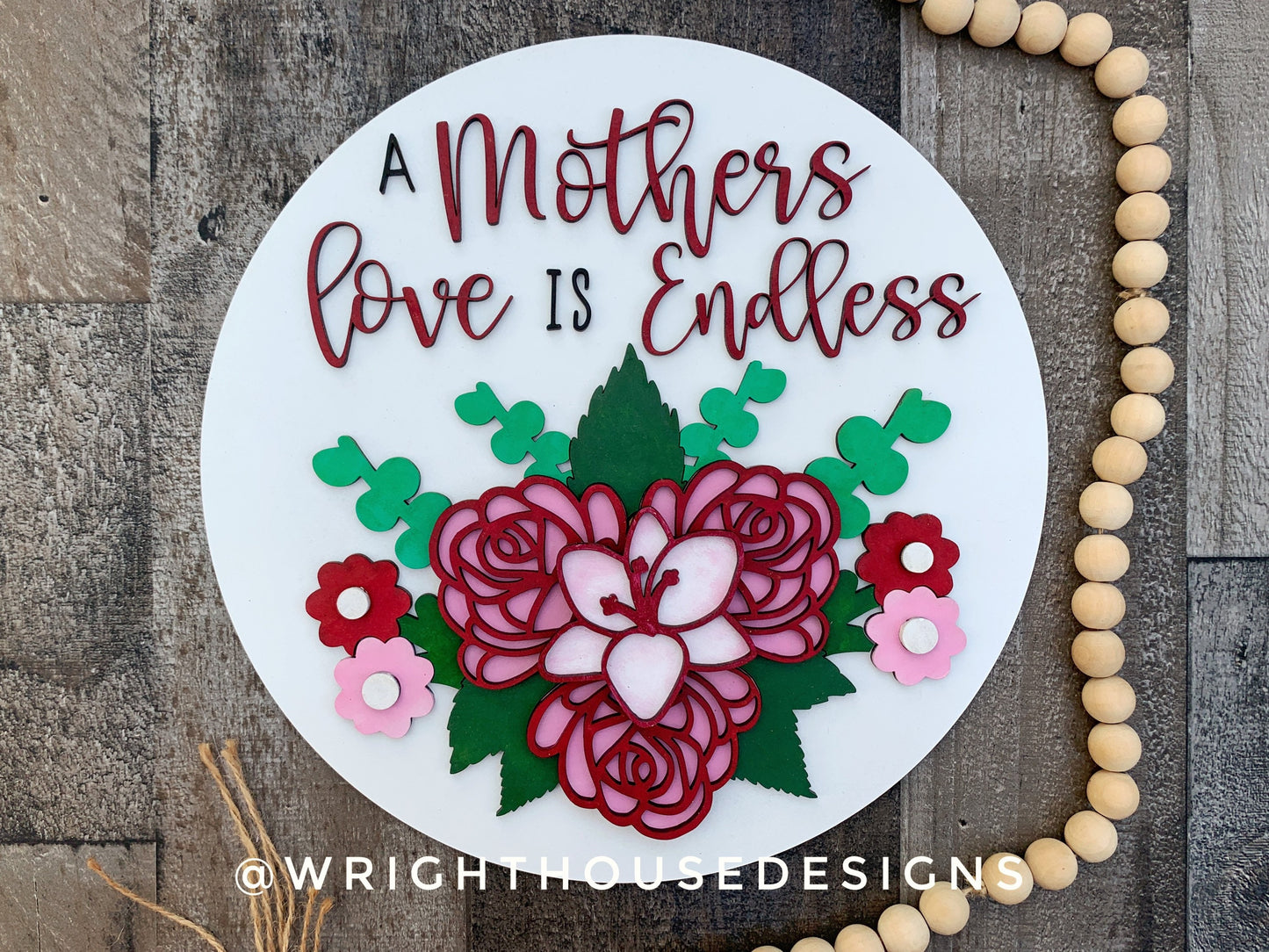 Mother's Day Lily Rose Bouquet Floral Door Hanger - Spring Sign Making and DIY Kits - Cut File For Glowforge Laser - Digital SVG File