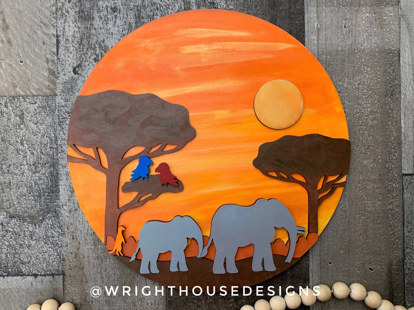 Elephants On the Savanna Baby Nursery Round - Sign Making Home Decor and DIY Kits - Cut File For Glowforge Lasers - Digital SVG File