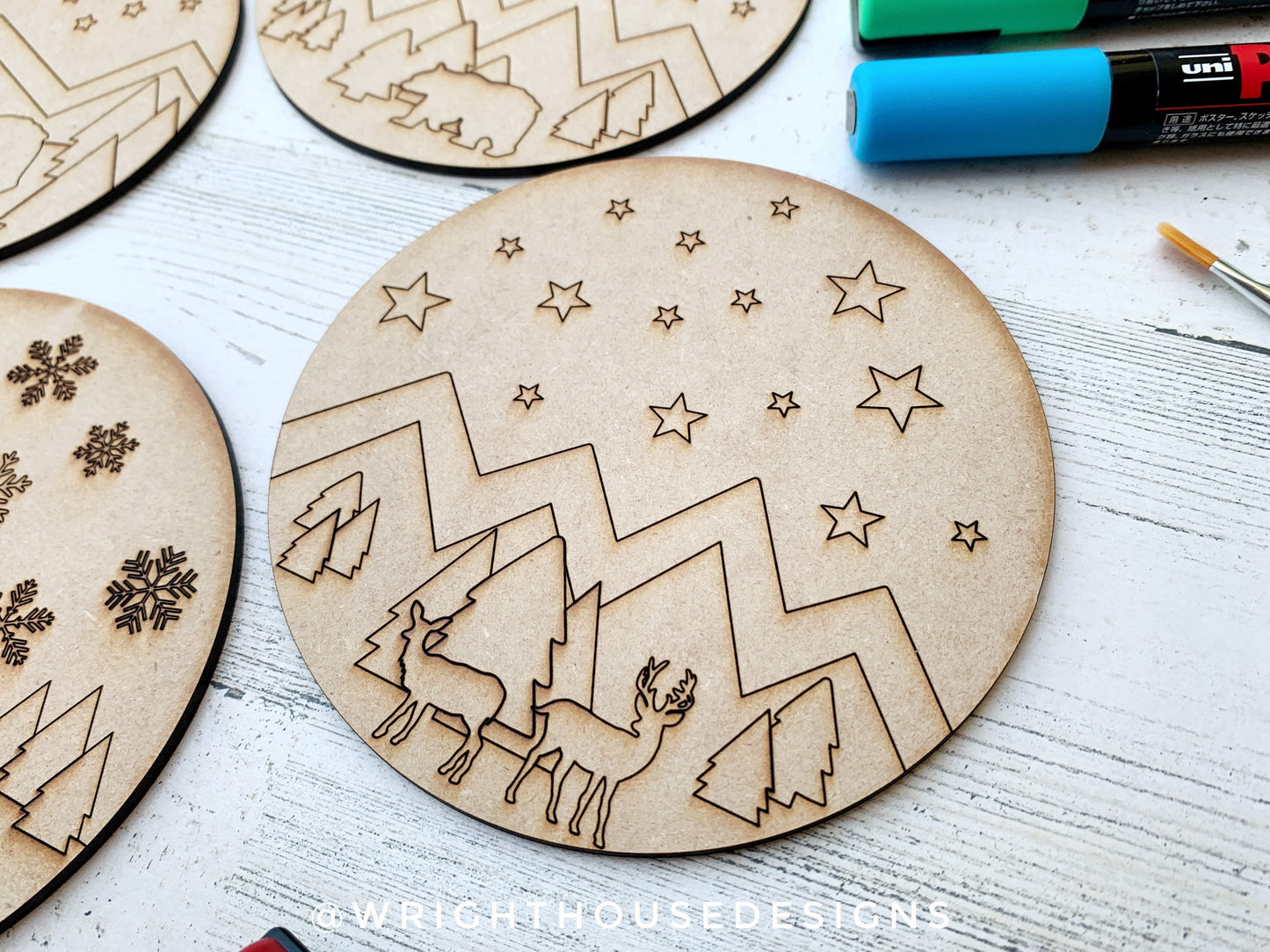 Winter Color Craft Bundle - Scoring Pattern Round For Diy Painting - Files for Sign Making - SVG Cut File For Glowforge - Digital File
