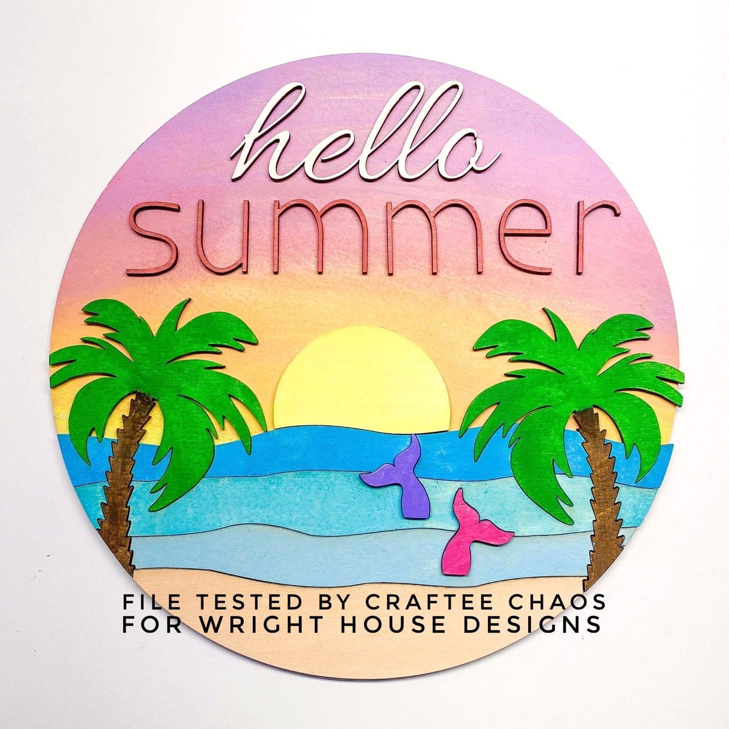 Mermaid Beach Baby Girl Nursery Round - Sign Making Home Decor and DIY Kits - Cut File For Glowforge Lasers - Digital SVG File