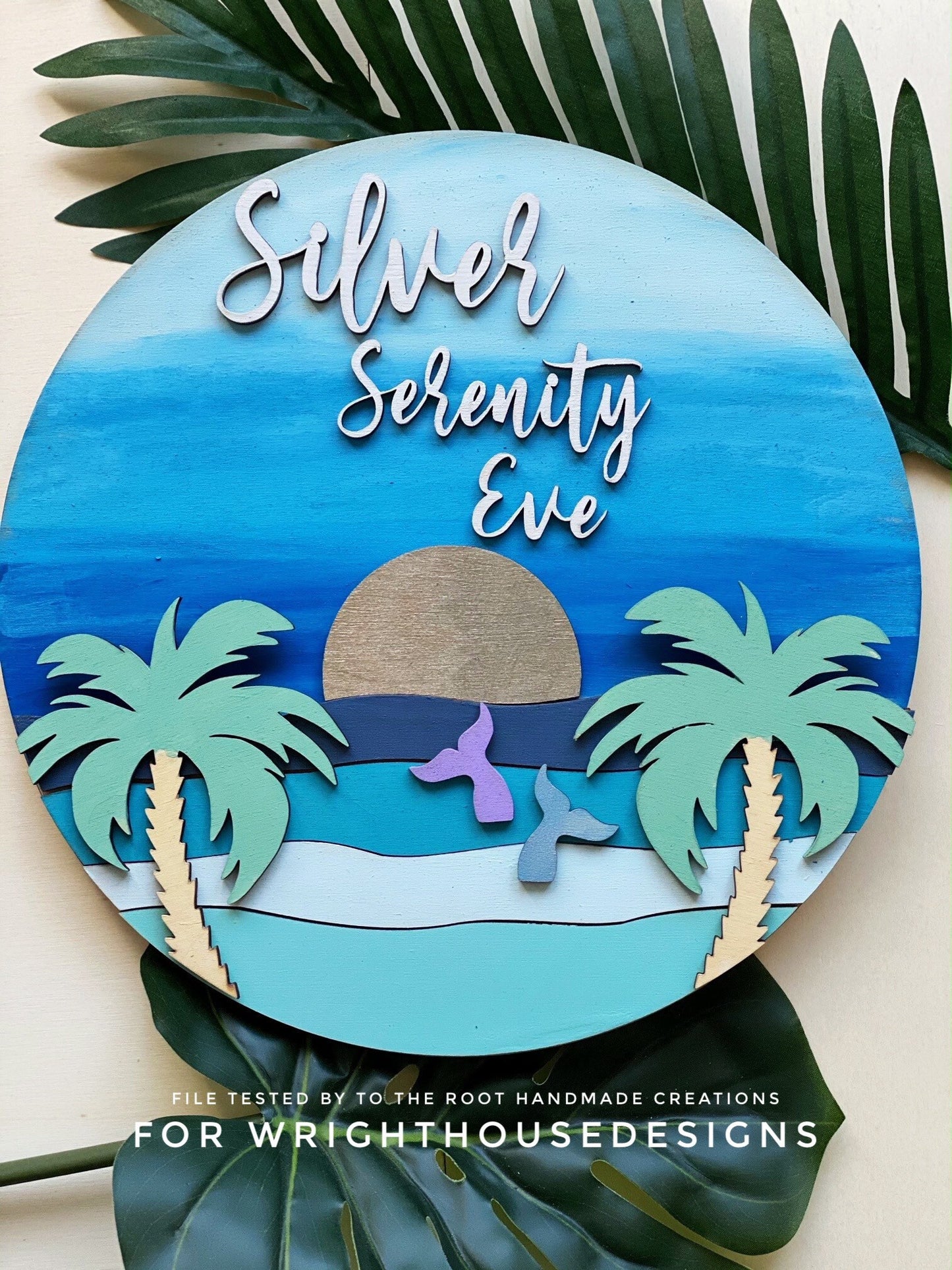 Mermaid Beach Baby Girl Nursery Round - Sign Making Home Decor and DIY Kits - Cut File For Glowforge Lasers - Digital SVG File