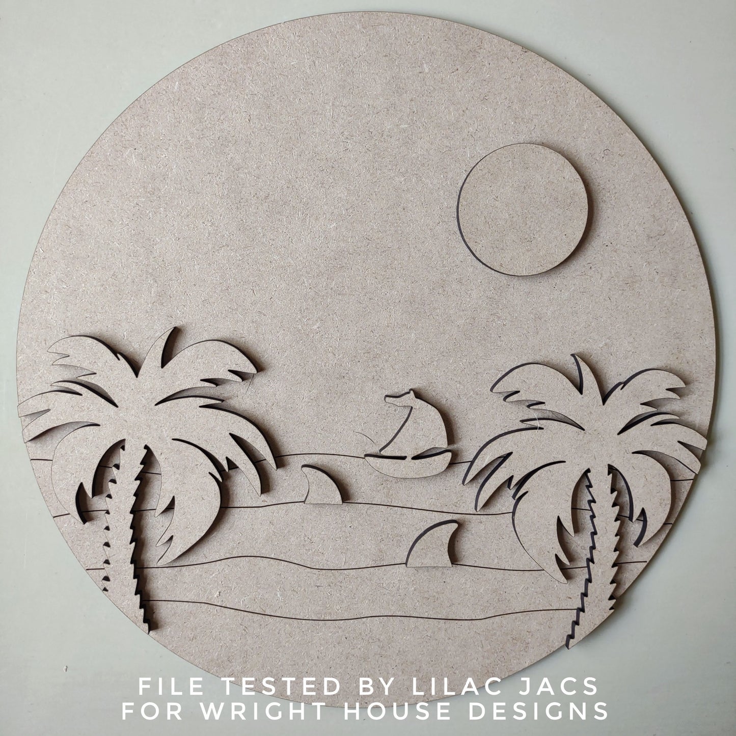 Shark Beach Sailboat Ocean Waves Baby Nursery Round - Sign Making Home Decor and DIY Kits - Cut File For Glowforge Lasers - Digital SVG File