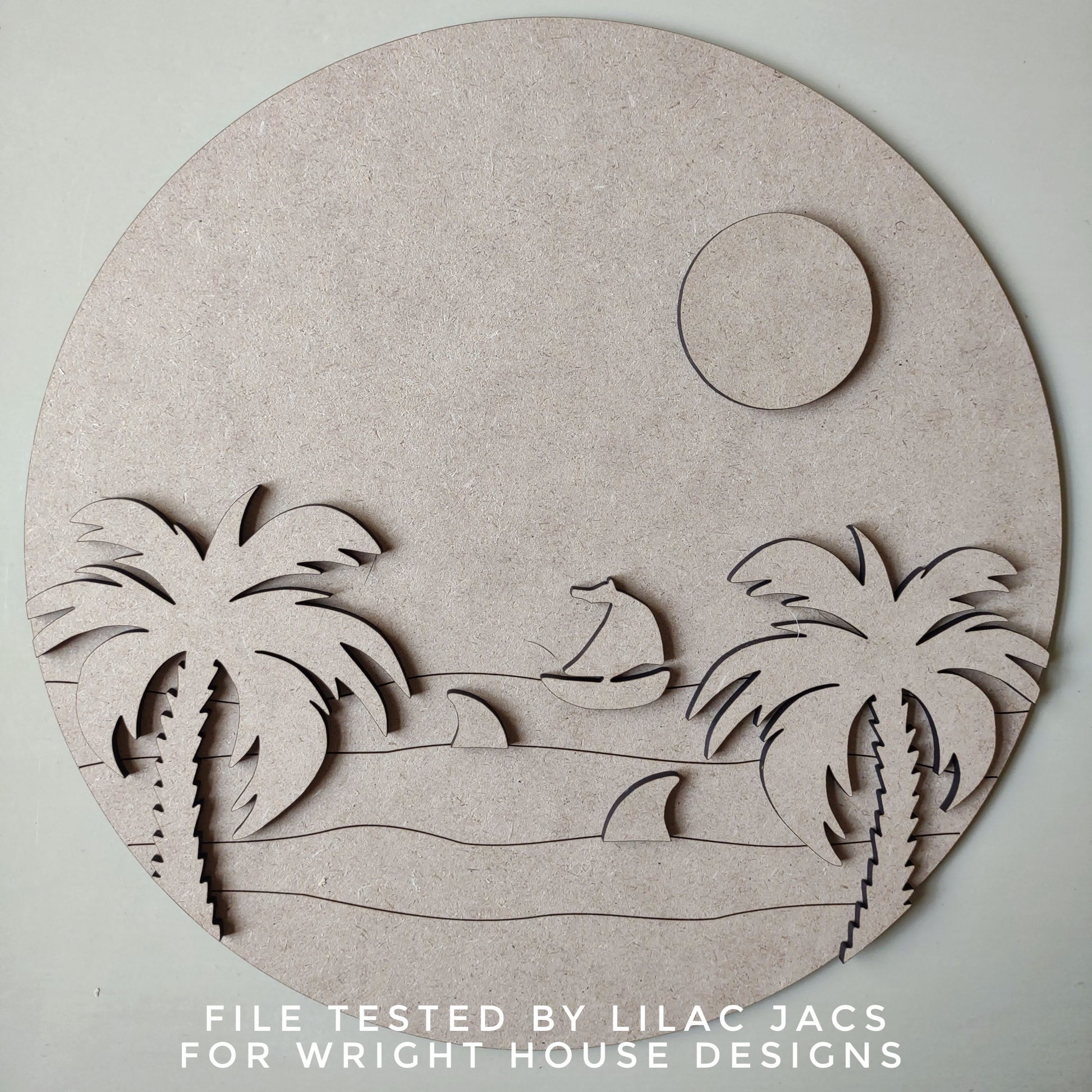 Shark Beach Sailboat Ocean Waves Baby Nursery Round - Sign Making Home Decor and DIY Kits - Cut File For Glowforge Lasers - Digital SVG File