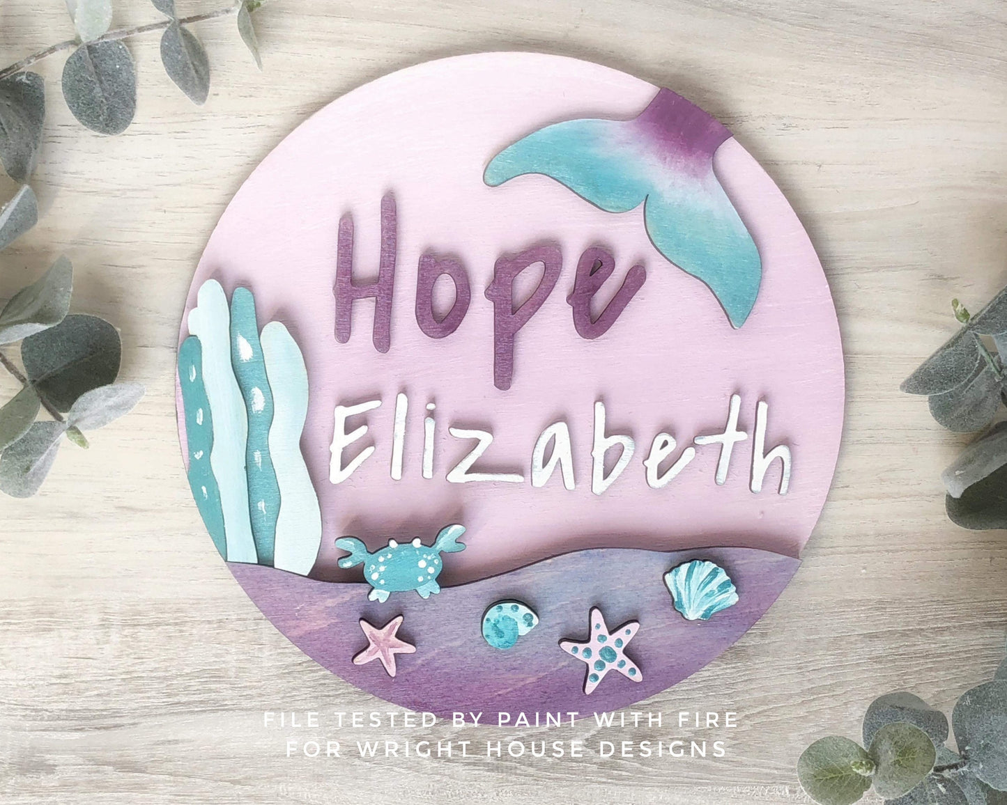 Under The Sea Mermaid Baby Girl Nursery Round - Sign Making Home Decor and DIY Kits - Cut File For Glowforge Lasers - Digital SVG File