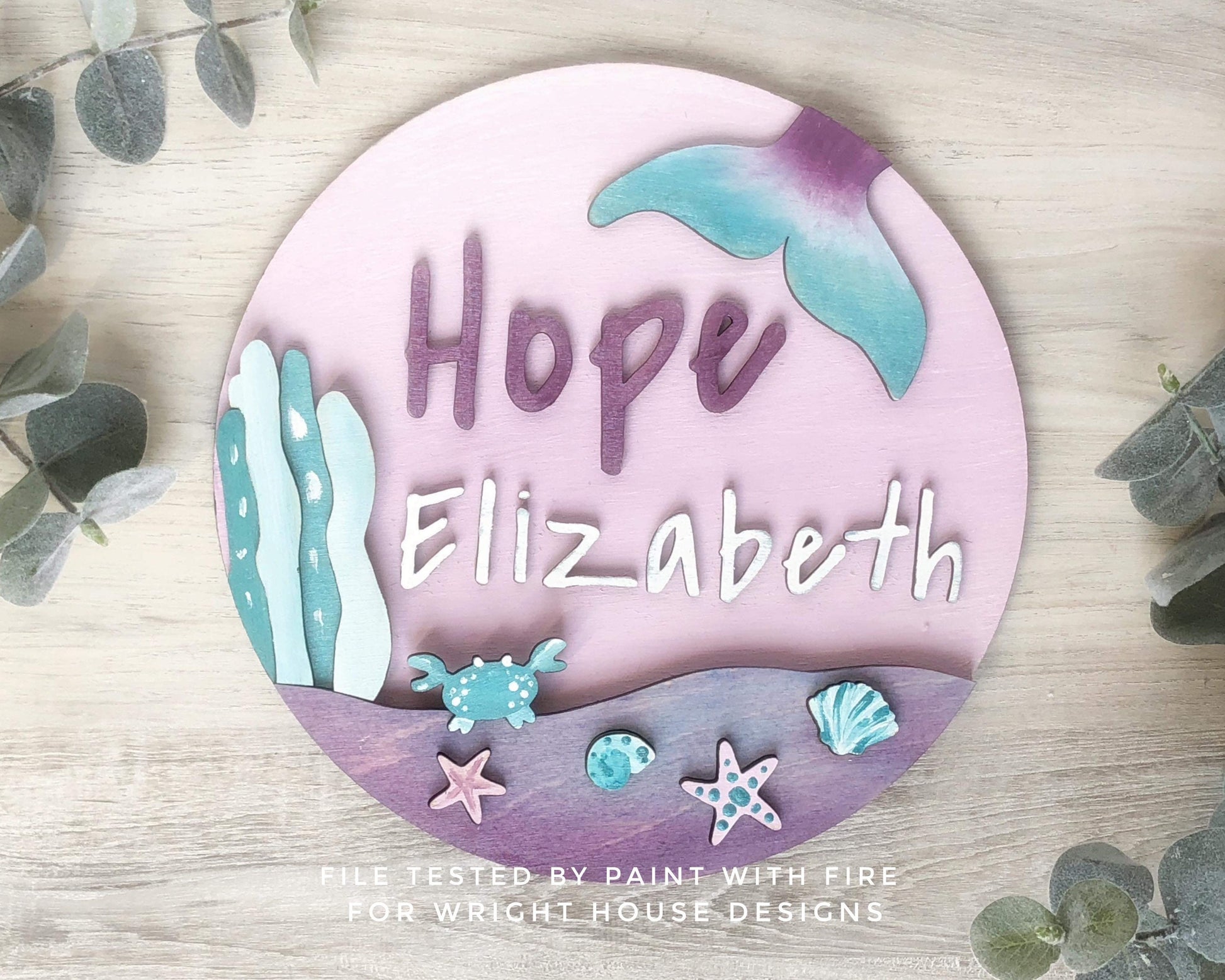 Under The Sea Mermaid Baby Girl Nursery Round - Sign Making Home Decor and DIY Kits - Cut File For Glowforge Lasers - Digital SVG File