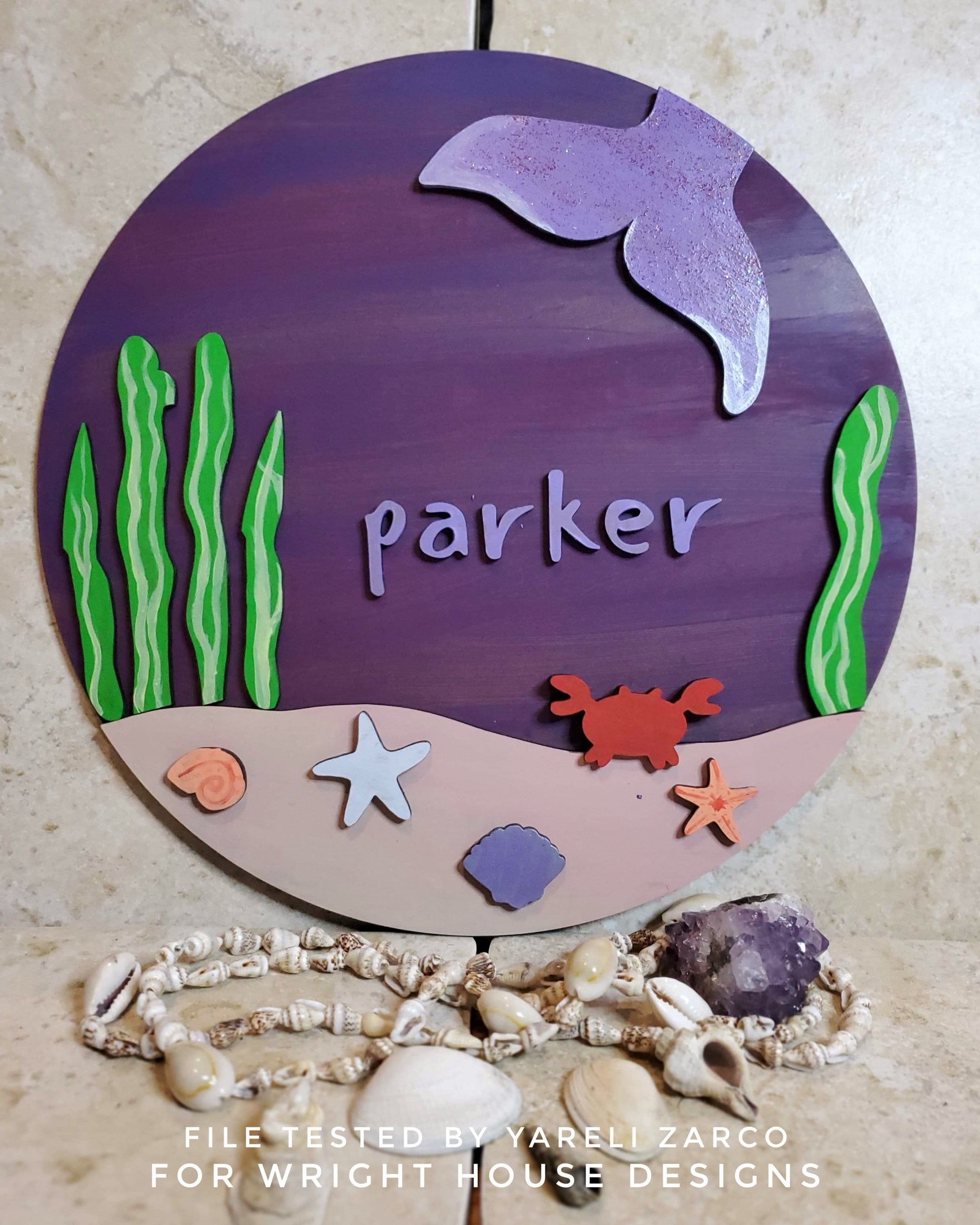 Under The Sea Mermaid Baby Girl Nursery Round - Sign Making Home Decor and DIY Kits - Cut File For Glowforge Lasers - Digital SVG File