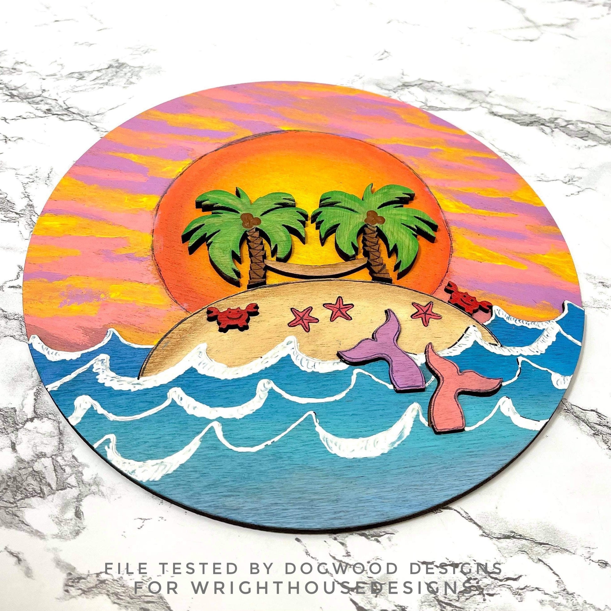 Relaxing In Paradise Mermaid Island Baby Nursery Round - Sign Making Home Decor and DIY Kits - Cut File For Glowforge - Digital SVG File