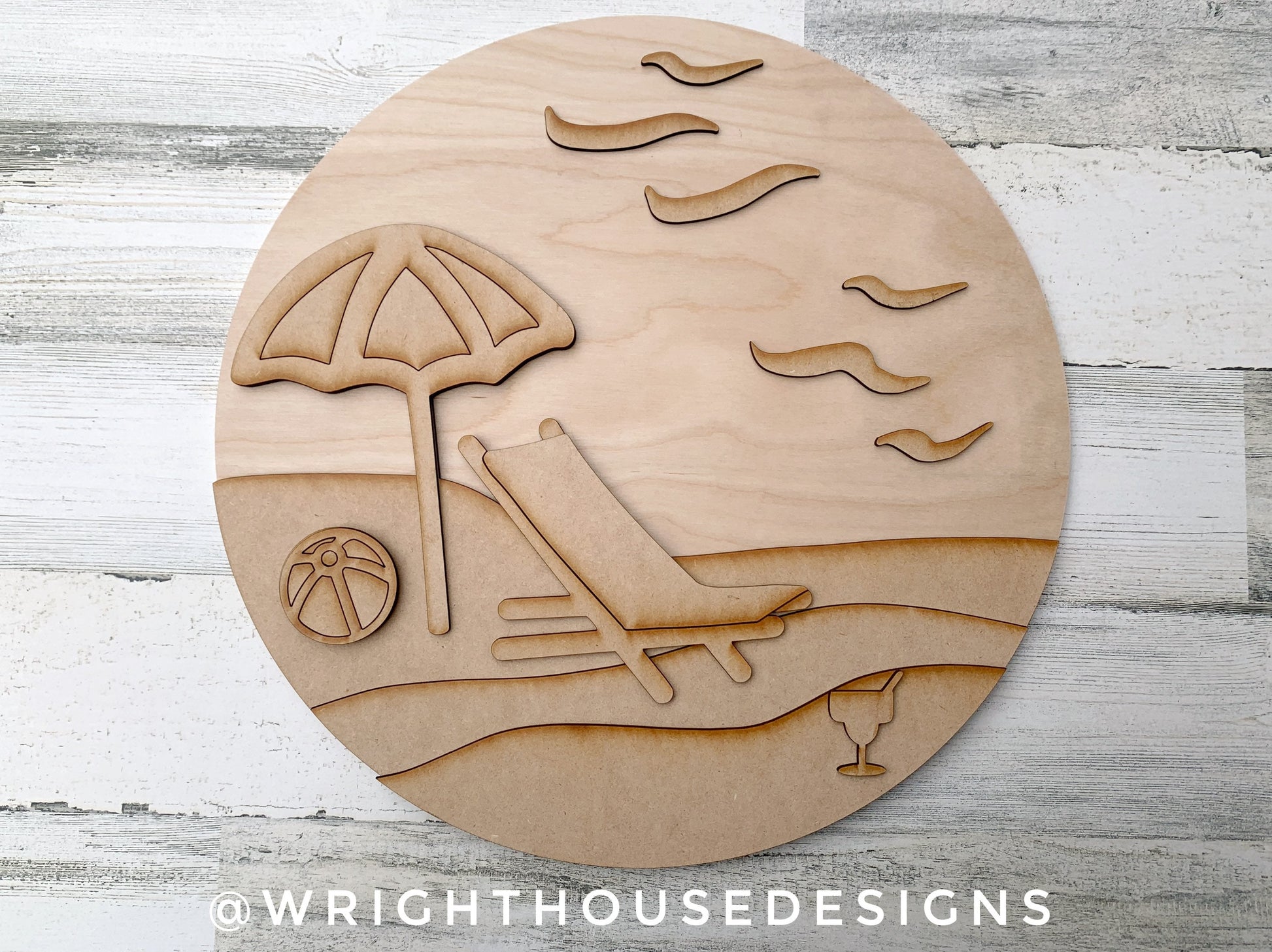 Beach Bum Lounger Summer Door Hanger Round Bundle - Sign Making and DIY Kits - Cut File For Glowforge Lasers - Digital SVG File