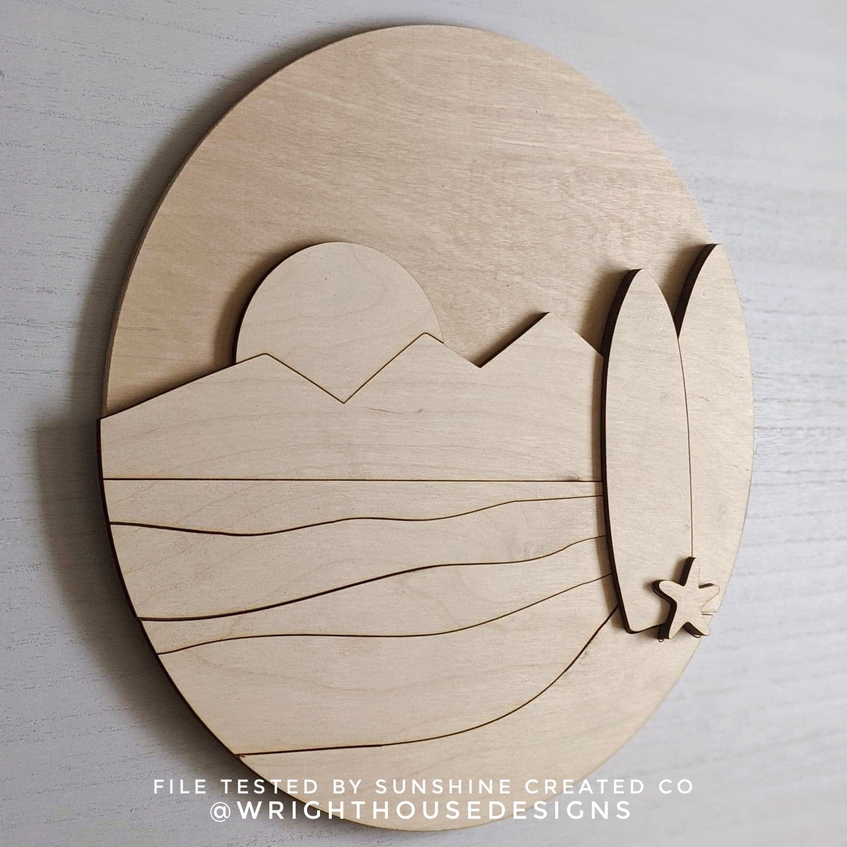 Late Night Surfing Summer Beach Baby Nursery Round - Sign Making Home Decor and DIY Kits - Cut File For Glowforge Lasers - Digital SVG File
