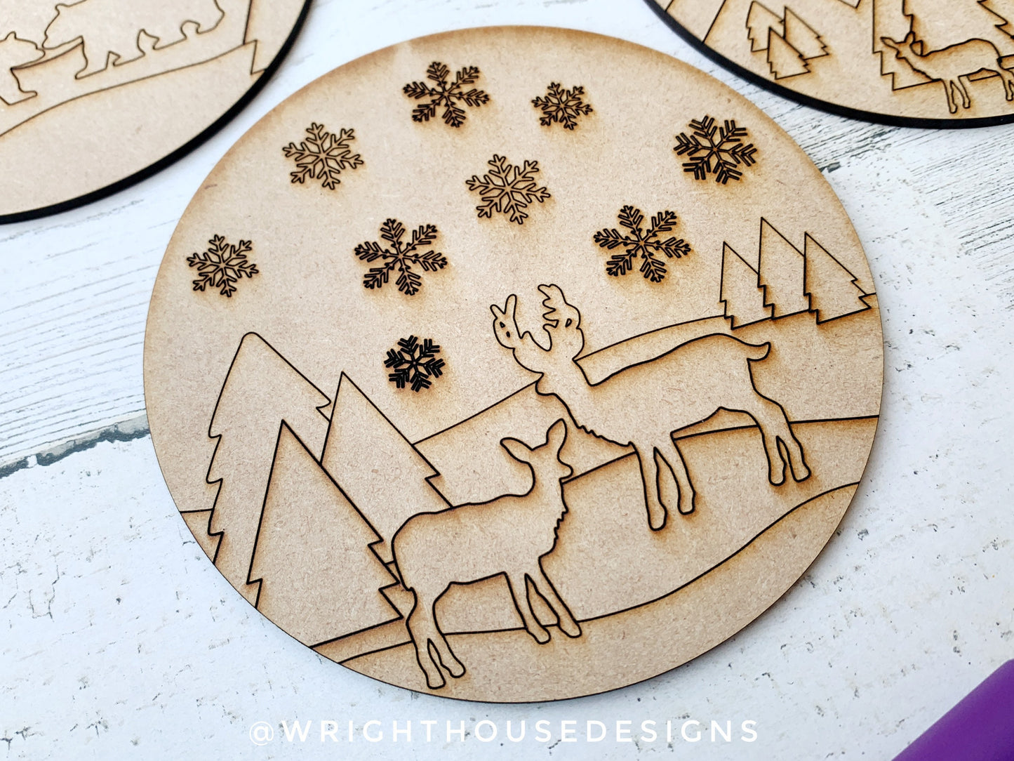 Winter Color Craft Bundle - Scoring Pattern Round For Diy Painting - Files for Sign Making - SVG Cut File For Glowforge - Digital File