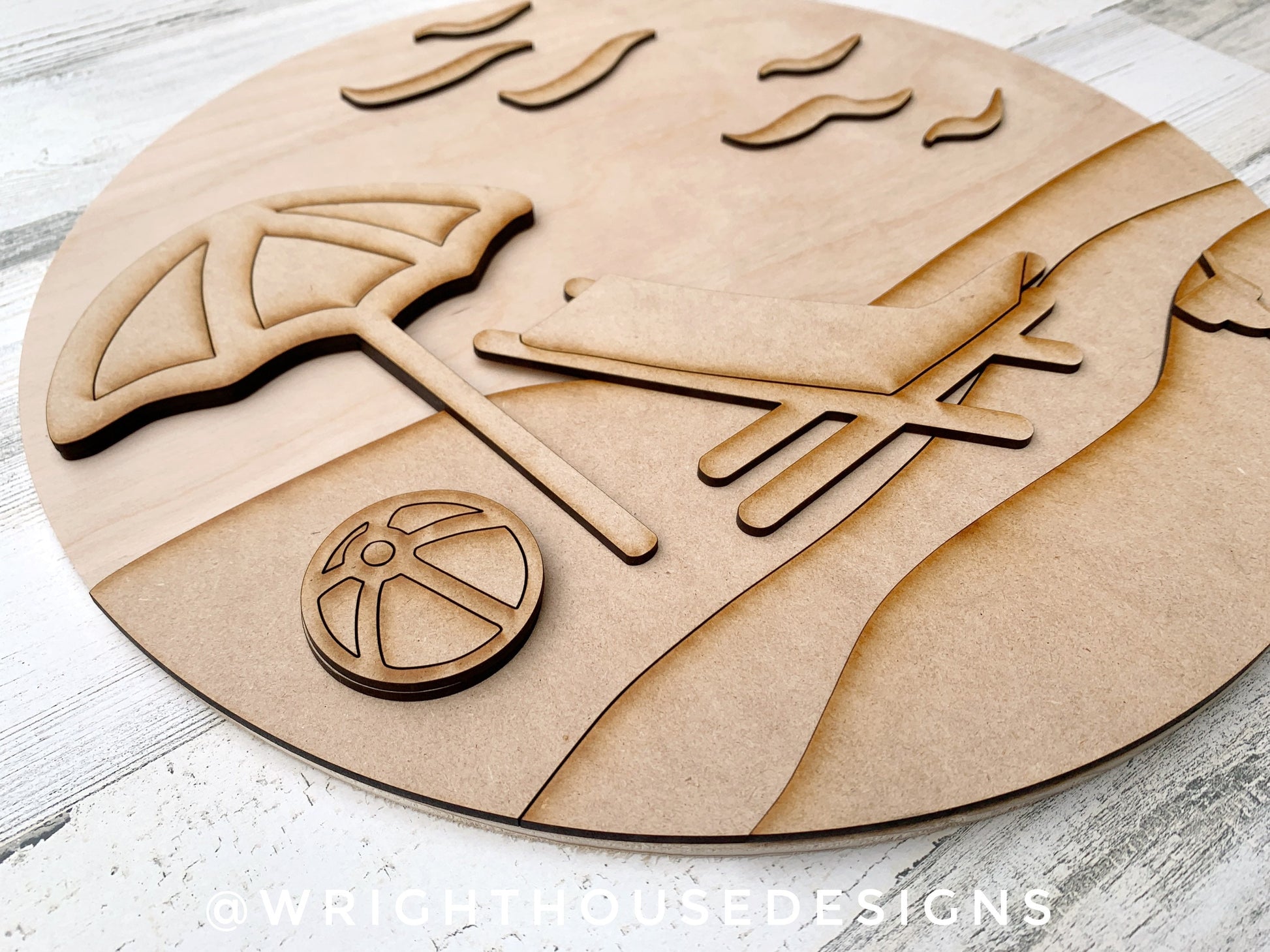 Beach Bum Lounger Summer Door Hanger Round Bundle - Sign Making and DIY Kits - Cut File For Glowforge Lasers - Digital SVG File