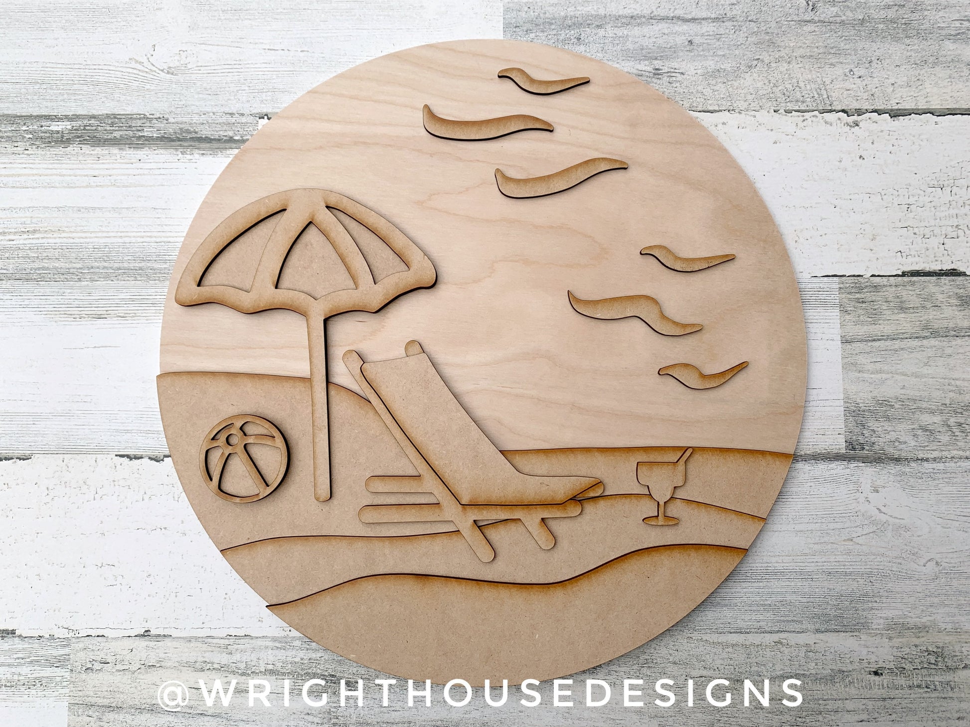 Beach Bum Lounger Summer Door Hanger Round Bundle - Sign Making and DIY Kits - Cut File For Glowforge Lasers - Digital SVG File
