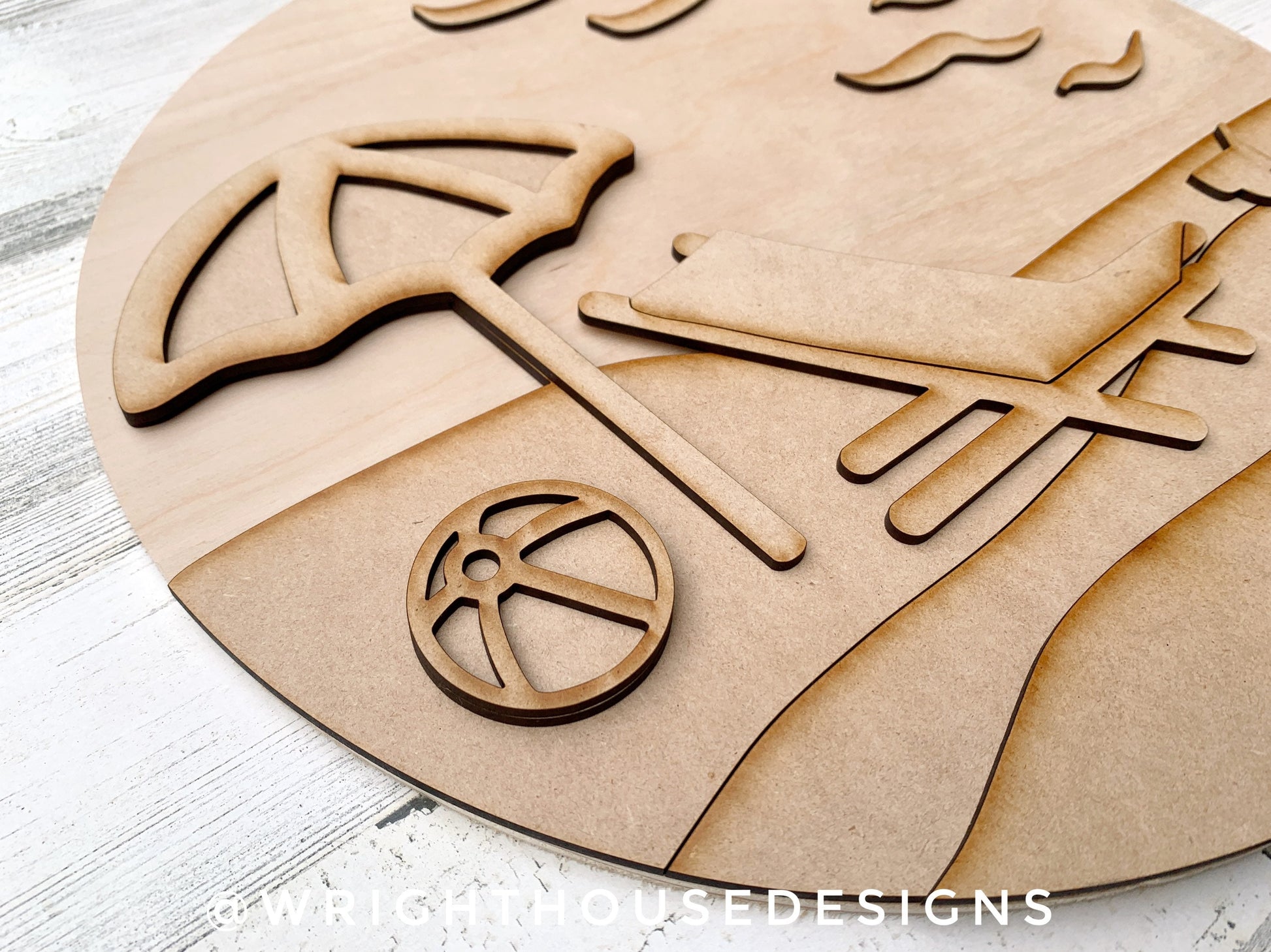 Beach Bum Lounger Summer Door Hanger Round Bundle - Sign Making and DIY Kits - Cut File For Glowforge Lasers - Digital SVG File