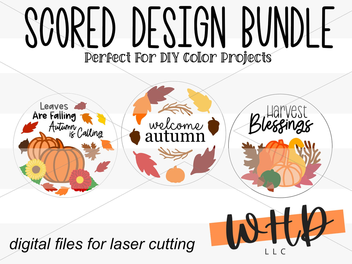 Autumn Color Craft Bundle - Scoring Pattern Round For Diy Painting - Files for Sign Making - SVG Cut File For Glowforge - Digital File