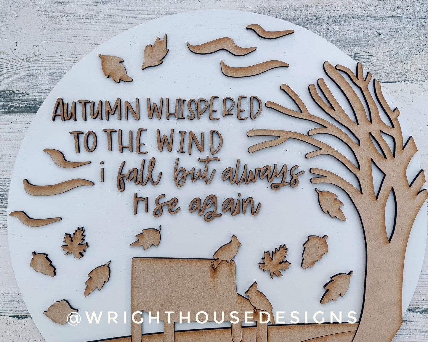 Windy Autumn Day Leaf and Cardinal Door Hanger Round - Seasonal Sign Making and DIY Kits - Cut File For Glowforge Laser - Digital SVG File