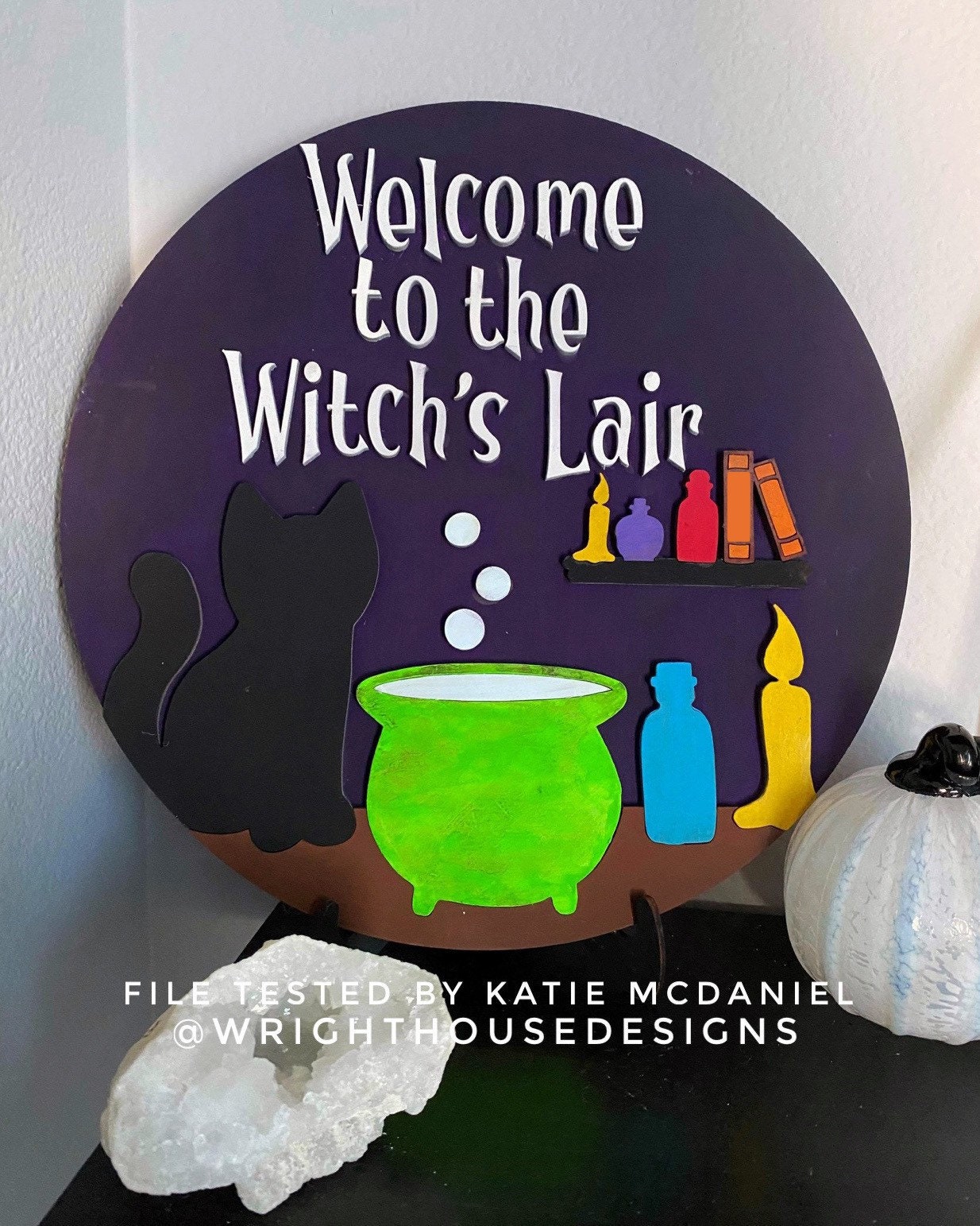 Welcome to the Witch's Lair Halloween Door Hanger Bundle - Seasonal Sign Making and DIY Kits - Digital SVG Cut File For Glowforge Lasers