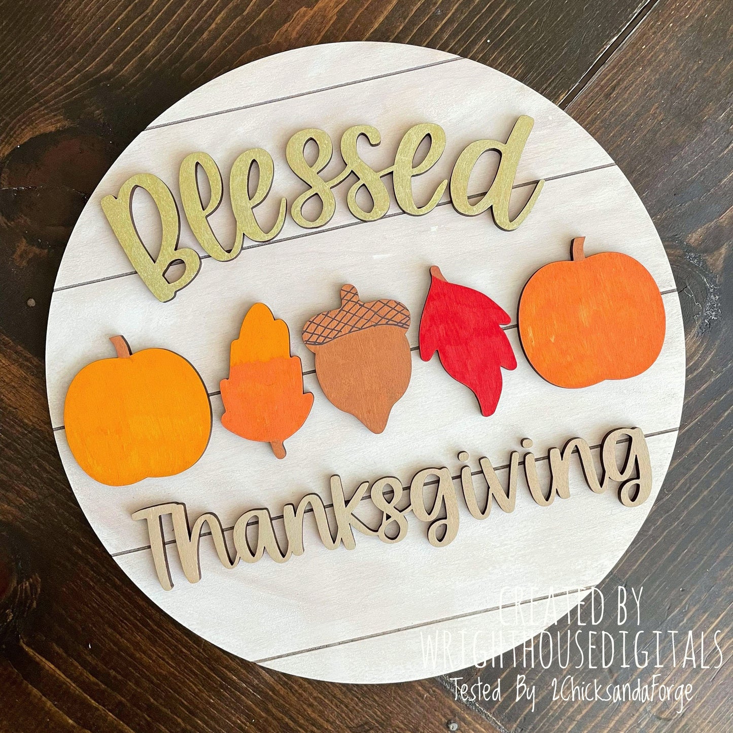 Happy and Blessed Thanksgiving Pumpkin Round Bundle - Seasonal Sign Making and DIY Kits - Cut File For Glowforge Laser - Digital SVG File