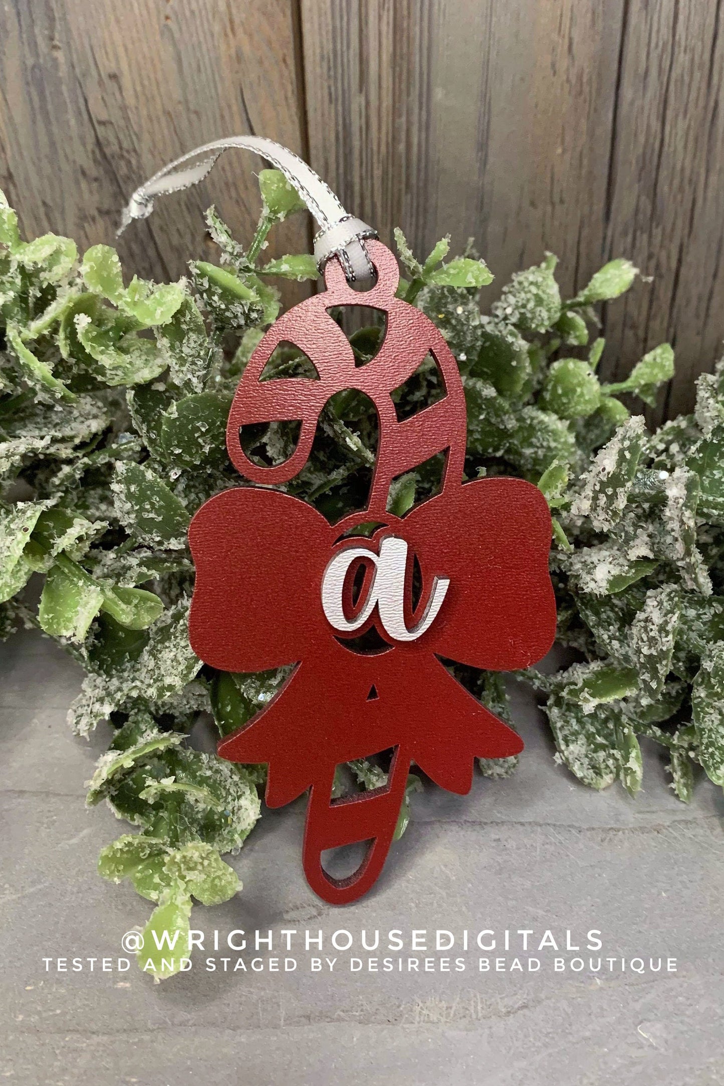Candy Cane Monogram Stocking Tags Christmas Ornament Bundle - Quick Cut Gift Bag Tag Set - Cut File For Glowforge Lasers - Digital SVG File
