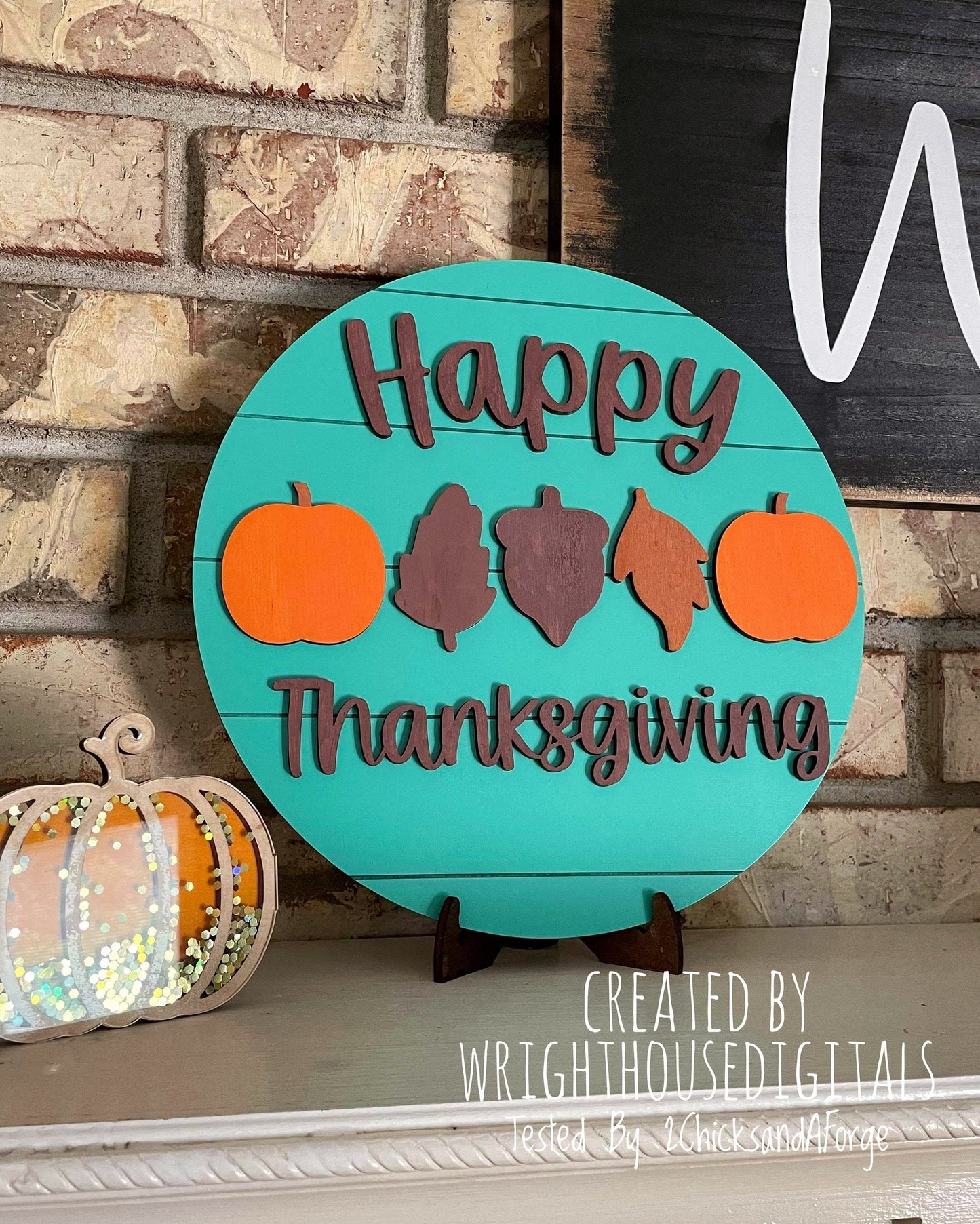 Happy and Blessed Thanksgiving Pumpkin Round Bundle - Seasonal Sign Making and DIY Kits - Cut File For Glowforge Laser - Digital SVG File