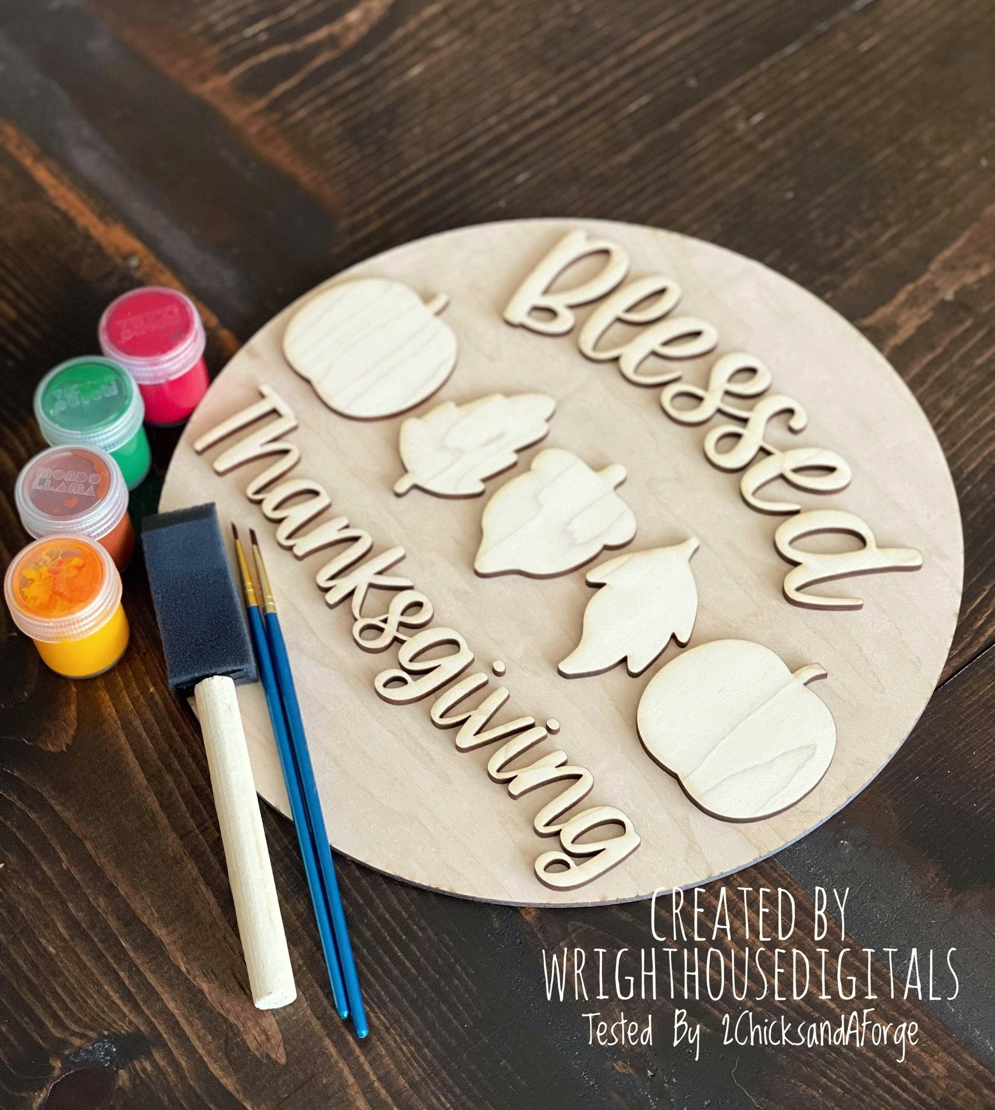 Happy and Blessed Thanksgiving Pumpkin Round Bundle - Seasonal Sign Making and DIY Kits - Cut File For Glowforge Laser - Digital SVG File