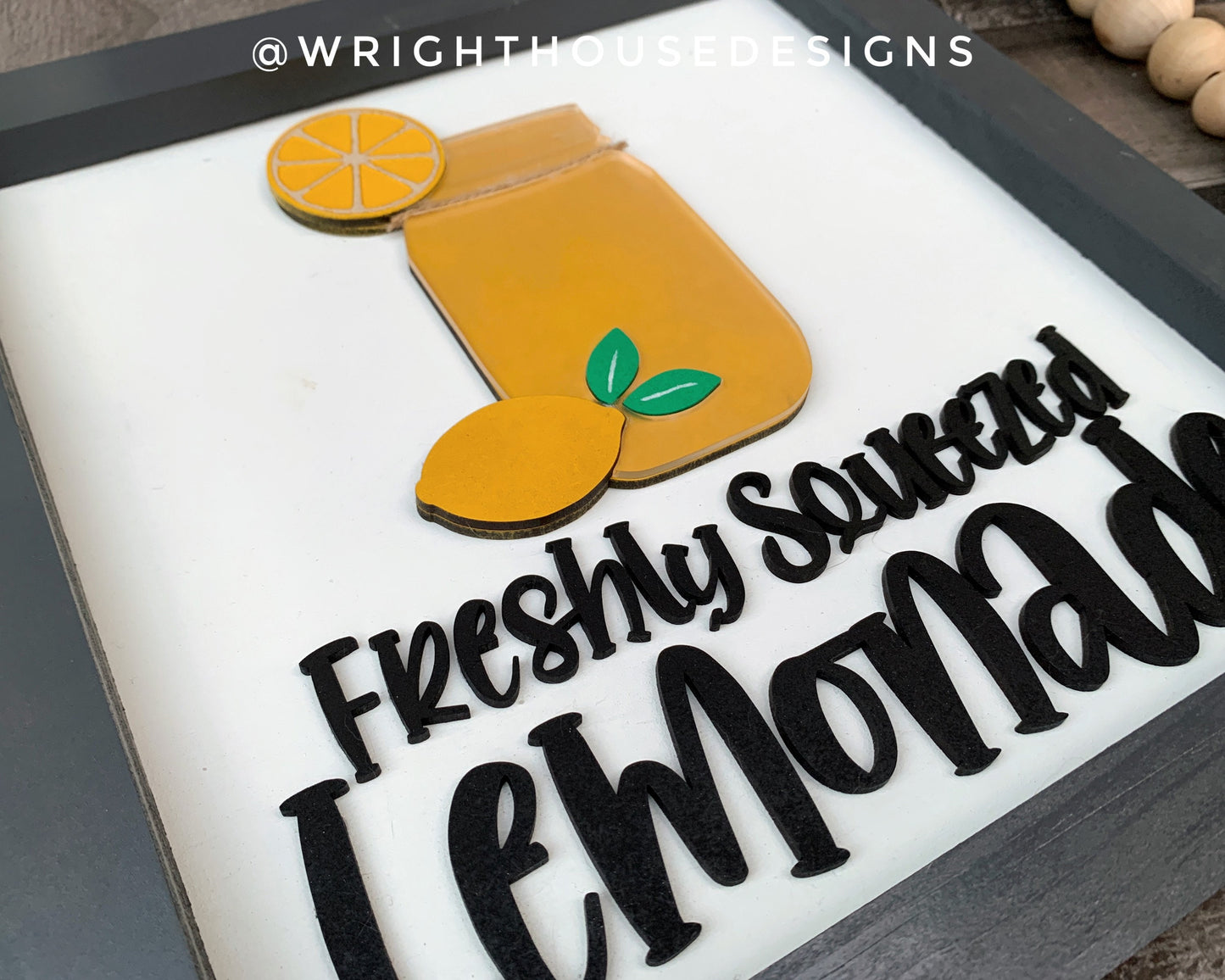 Mason Jar Freshly Squeezed Lemonade Shelf Sitter Round - Farmhouse Sign Making and DIY Kits - Cut File For Glowforge - Digital SVG File