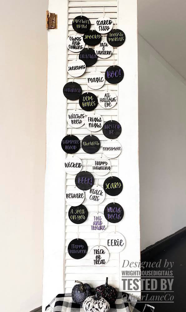 Halloween Tree Ornament Bundle - Modern Farmhouse Tiered Tray Decor - Choose A Font - Quick Cut File For Glowforge Lasers - Digital SVG File