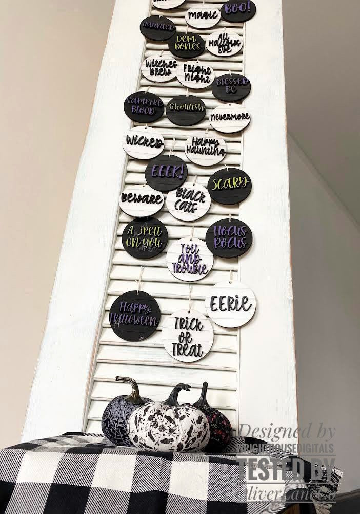 Halloween Tree Ornament Bundle - Modern Farmhouse Tiered Tray Decor - Choose A Font - Quick Cut File For Glowforge Lasers - Digital SVG File