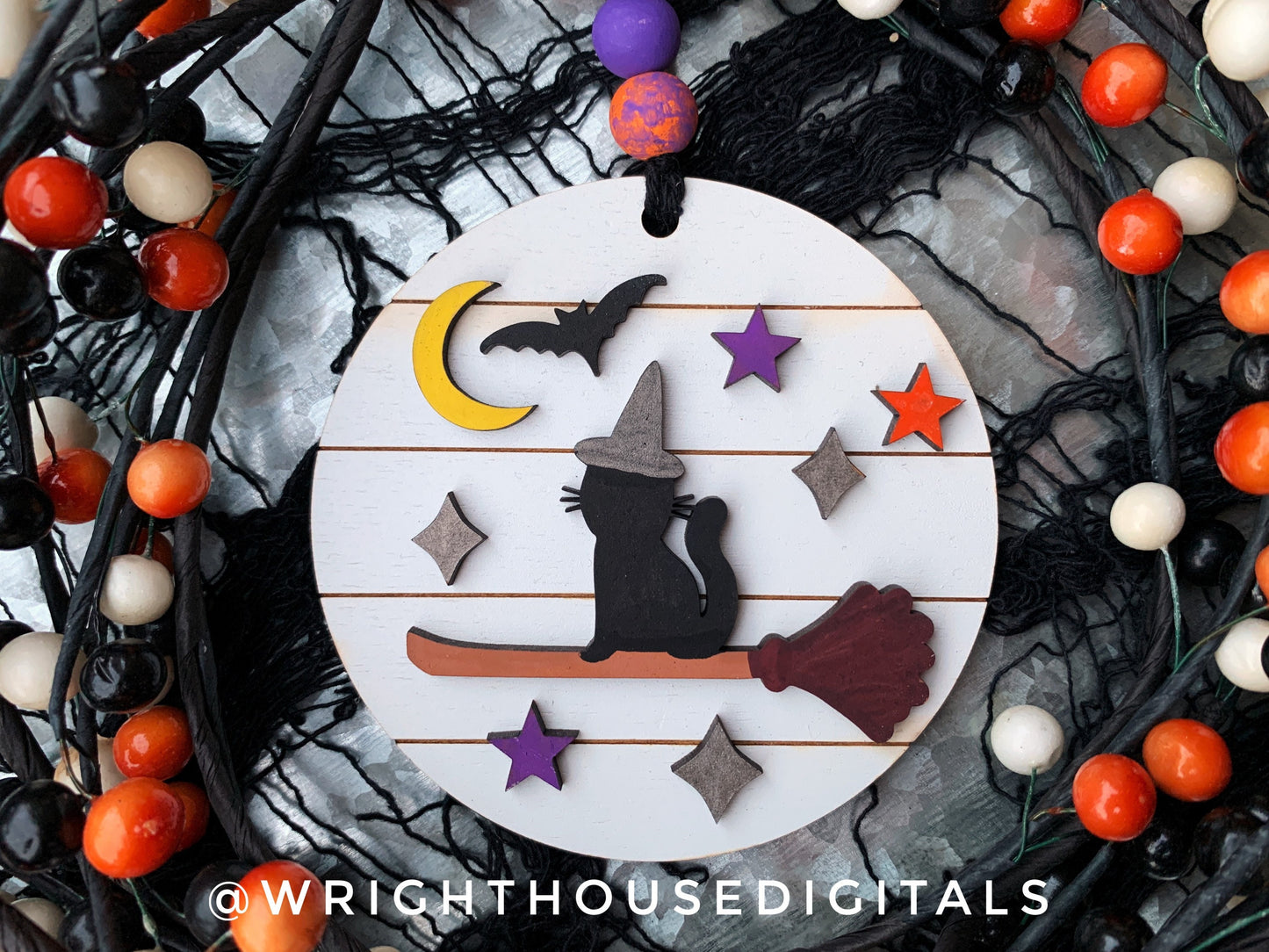 Halloween Icons Vintage Truck and Witch Cat Mini Set - Spooky Handdrawn DIY Doodle Ornaments - Cut File For Glowforge - Digital SVG File