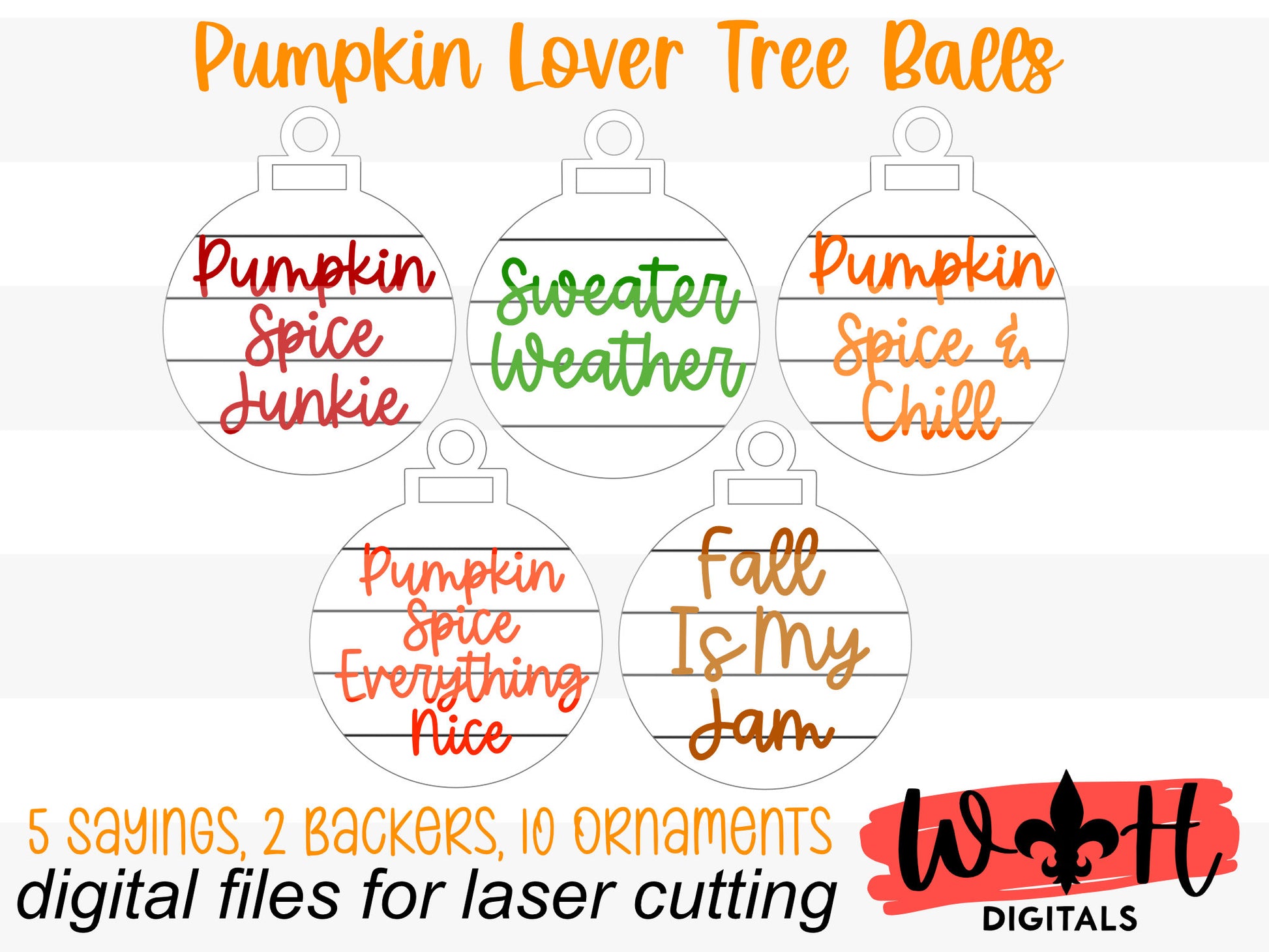 Autumn Pumpkin Lover Tree Ball Ornaments - Farmhouse Shiplap - Digital Files for Sign Making - SVG Cut File For Glowforge - Digital File
