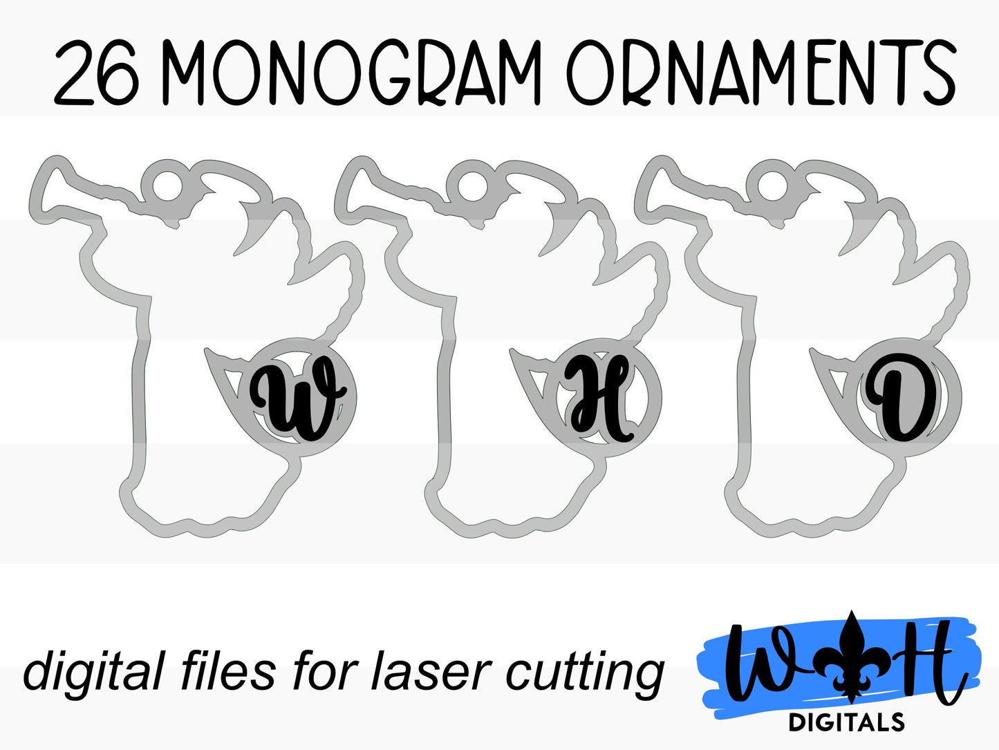Angel Monogram Memorial Christmas Ornament Bundle - Personalized Stocking Tags - Quick Cut File For Glowforge Lasers - Digital SVG File