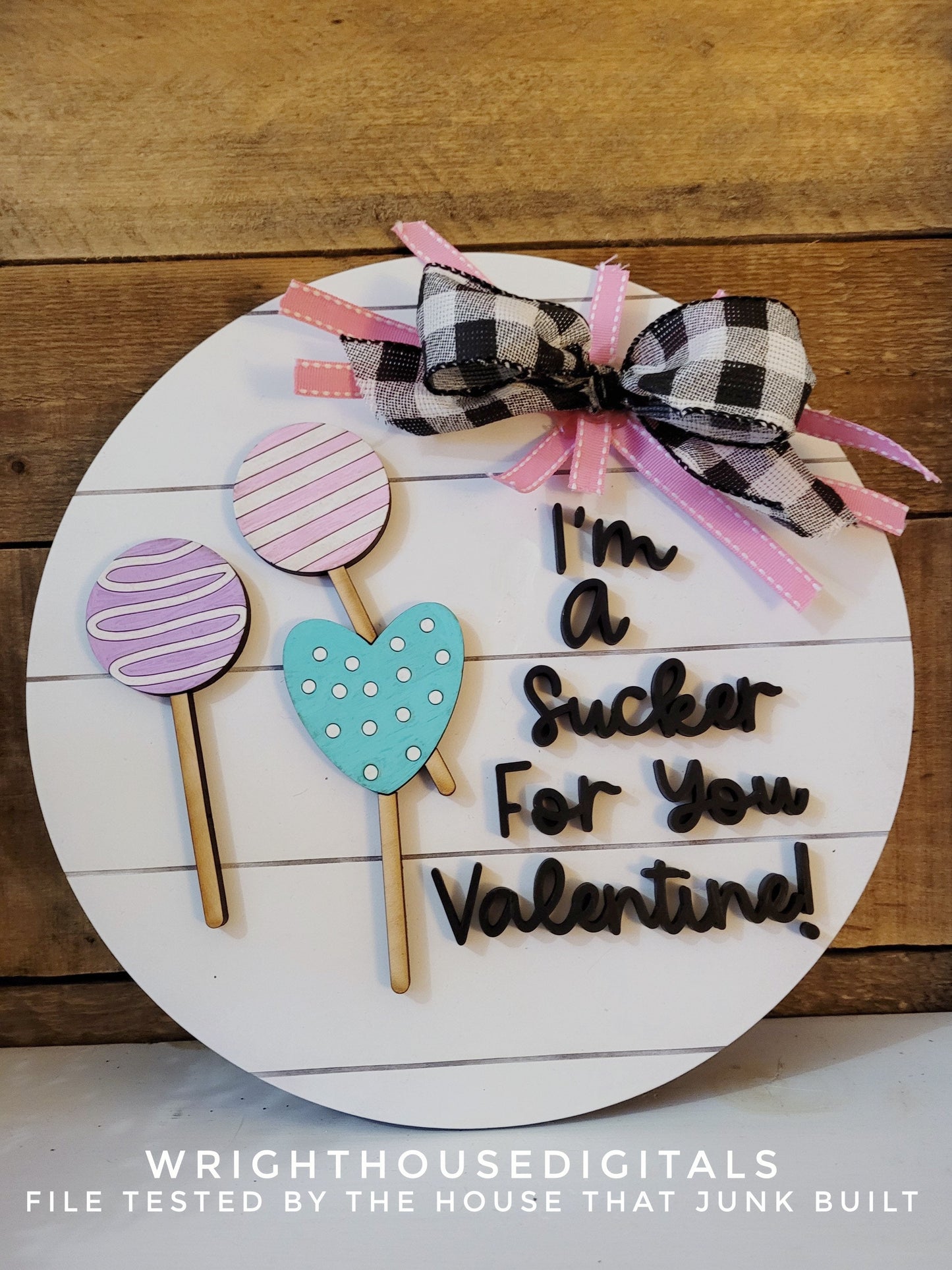 Valentine' Day Cakepop - I’m A Sucker For You - Festive Seasonal Round - Files for Sign Making - SVG Cut File For Glowforge - Digital File