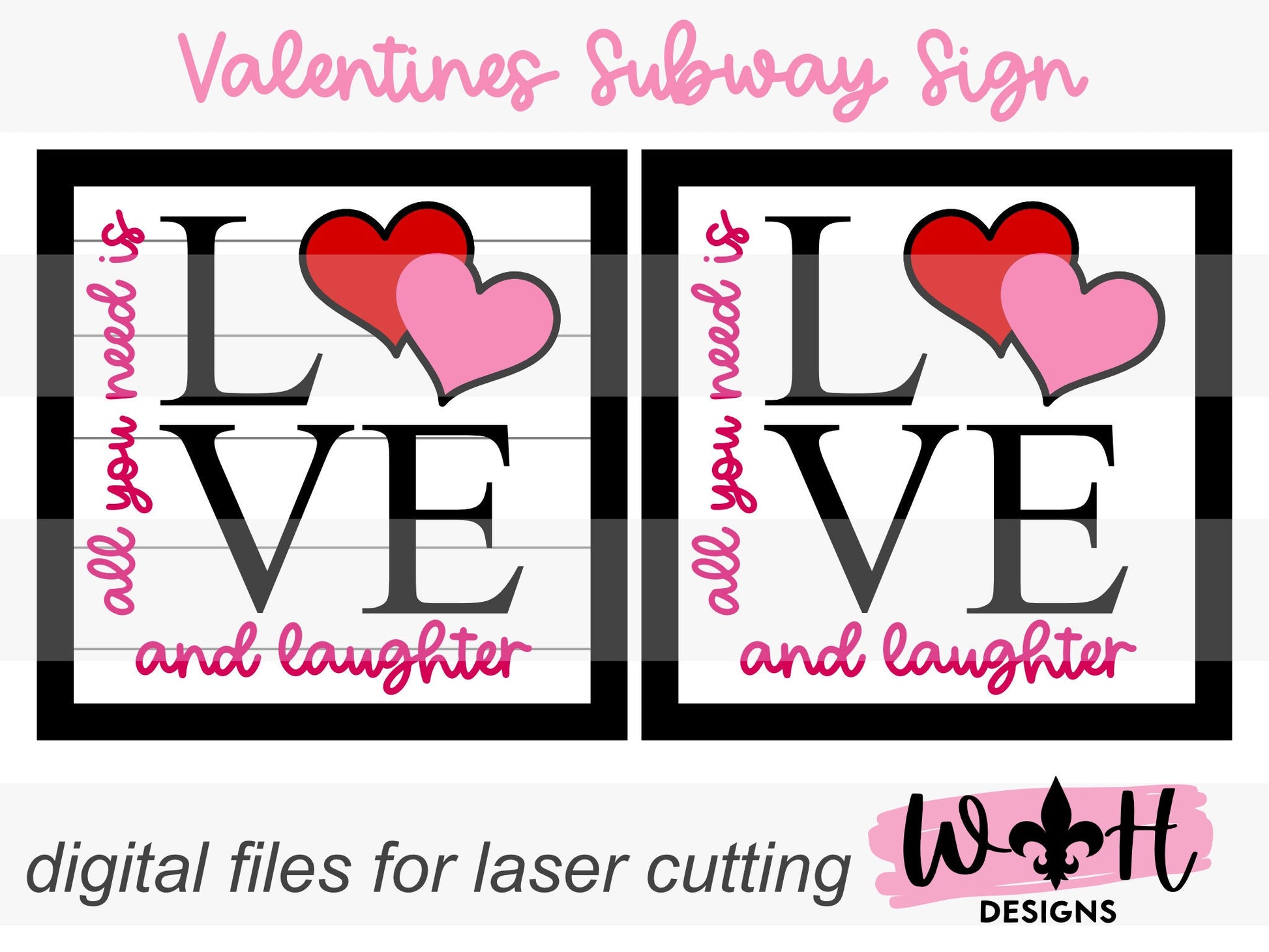Valentine’s Day Love and Laughter - Subway Coffee Bar Framed Sign - Files for Sign Making - SVG Cut File For Glowforge - Digital File