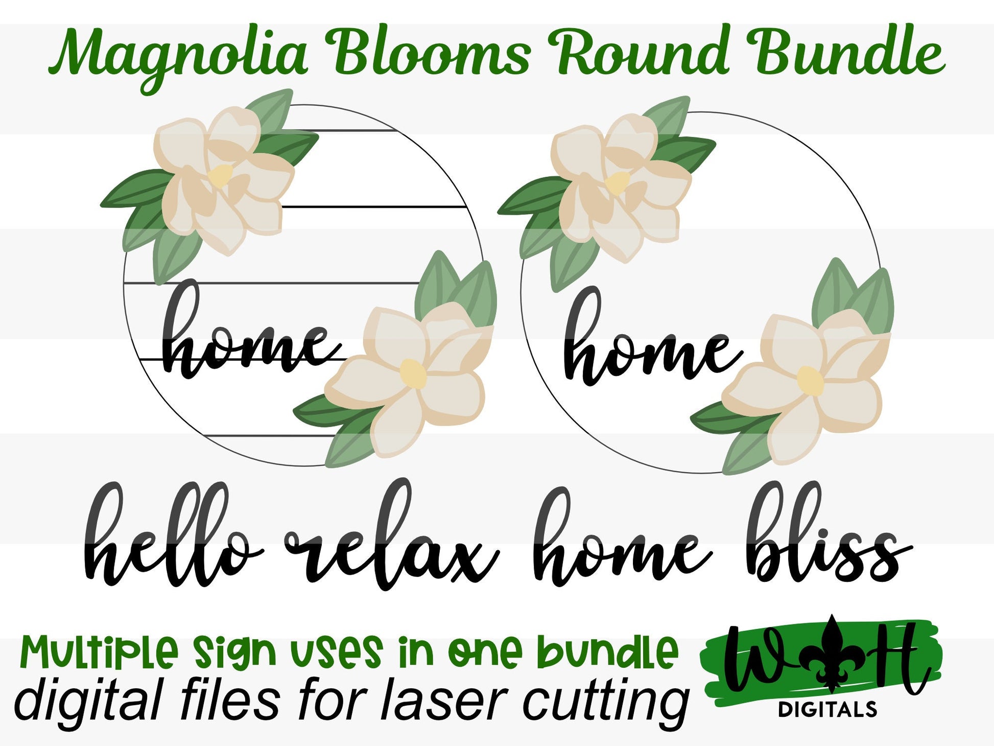 Southern Magnolia Overhanging Floral Sign Bundle - Seasonal Sign Making and DIY Kits - Cut File For Glowforge Lasers - Digital SVG File