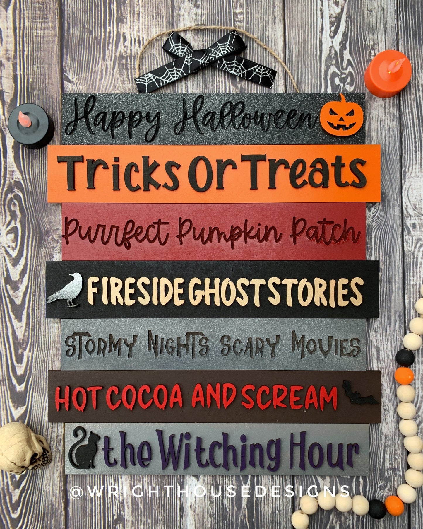 Happy Halloween Trick or Treat Bucket List Stacked Sign - Seasonal Wall Decor and DIY Kits - Cut File For Glowforge Laser - Digital SVG File