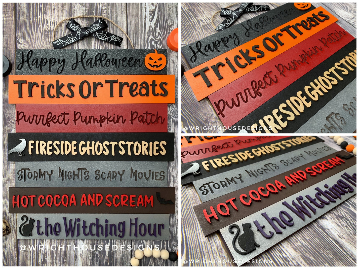 Happy All Hallows Eve Bucket List Stacked Sign Bundle - Seasonal Wall Decor and DIY Kits - Cut File For Glowforge Lasers - Digital SVG File