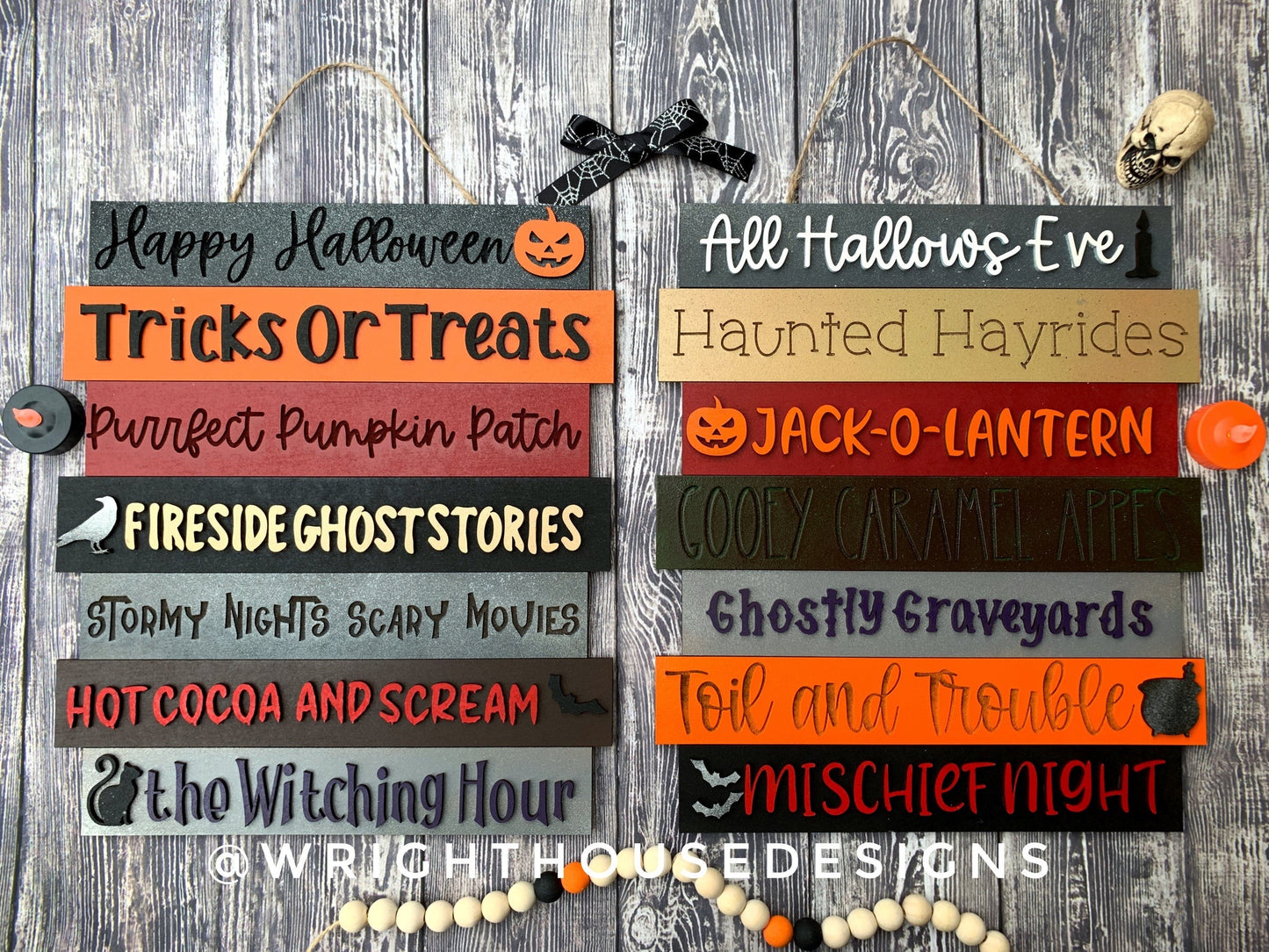Happy All Hallows Eve Bucket List Stacked Sign Bundle - Seasonal Wall Decor and DIY Kits - Cut File For Glowforge Lasers - Digital SVG File