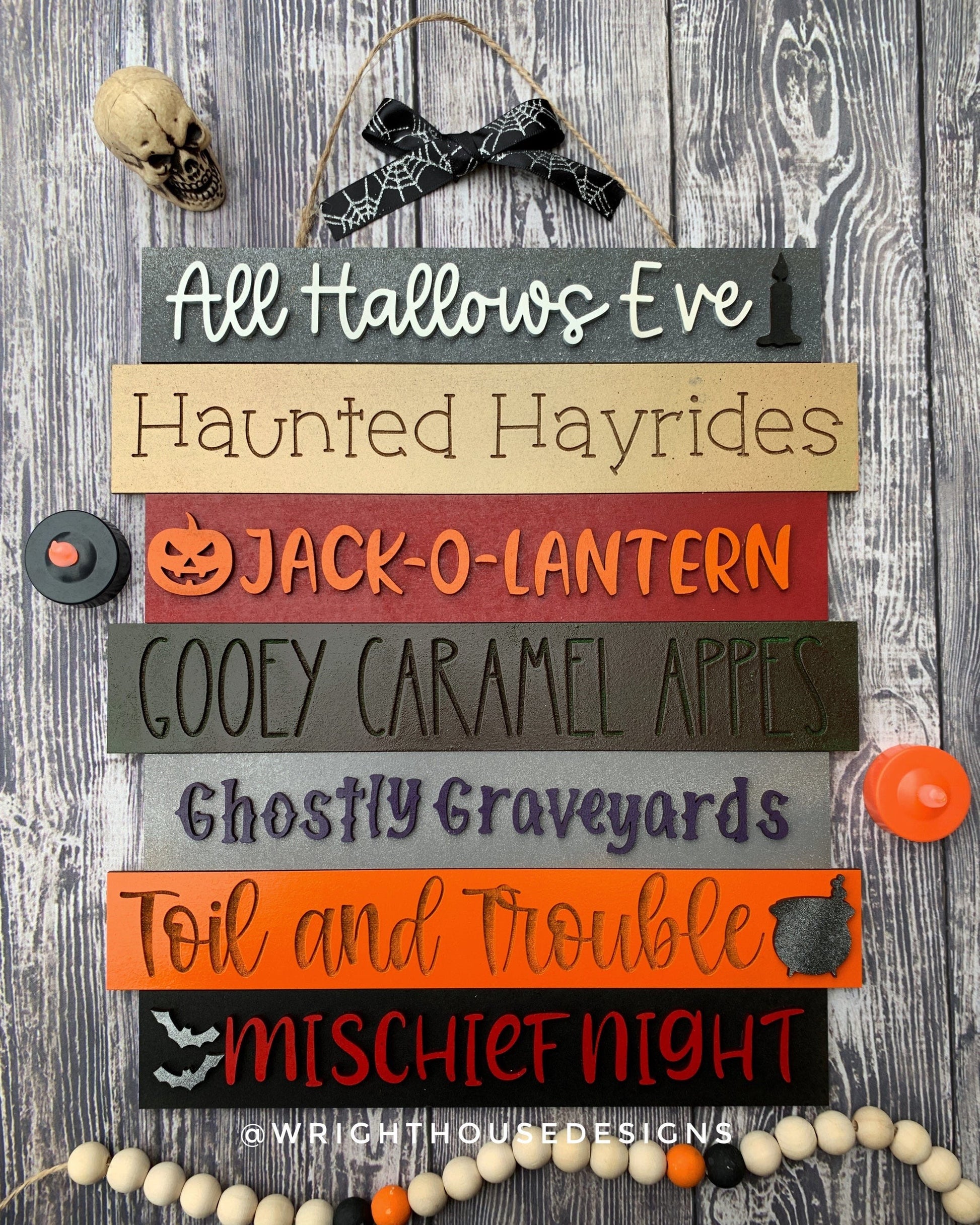 All Hallows Eve Halloween Bucket List Stacked Sign - Seasonal Wall Decor and DIY Kits - Cut File For Glowforge Lasers - Digital SVG File