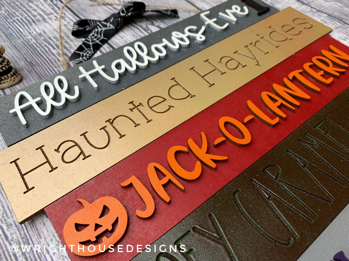 All Hallows Eve Halloween Bucket List Stacked Sign - Seasonal Wall Decor and DIY Kits - Cut File For Glowforge Lasers - Digital SVG File