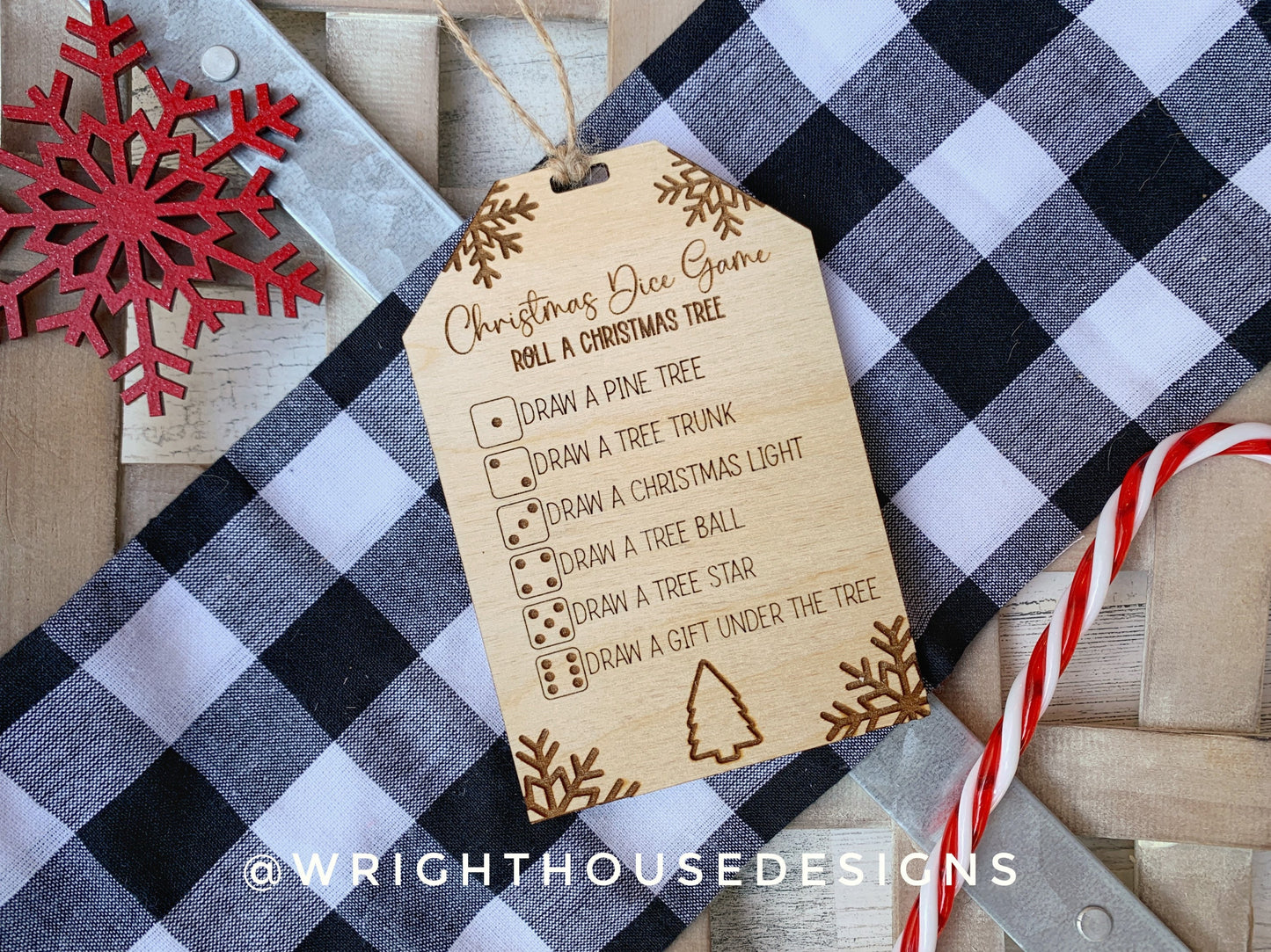 Christmas Dice Game Tags Set 1 - Laser Engraved Stocking Stuffer Gifts - Pass The Present - Cut File For Glowforge Lasers - Digital SVG File