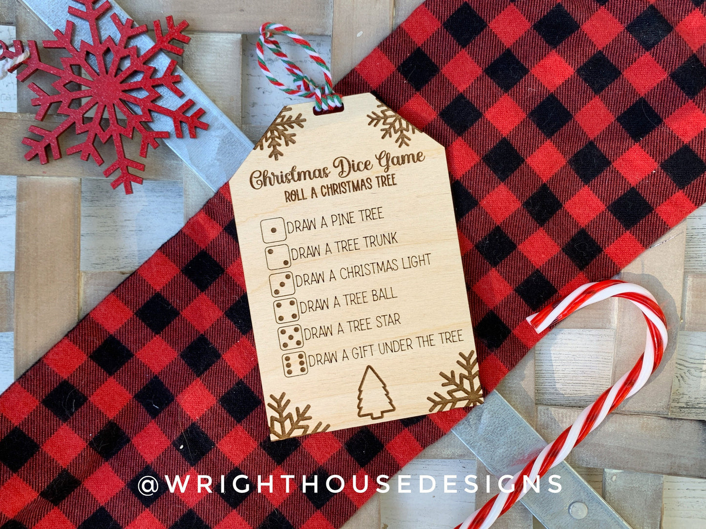 Christmas Dice Game Tags Set 2 - Laser Engraved Stocking Stuffer Gifts - Pass The Present - Cut File For Glowforge Lasers - Digital SVG File