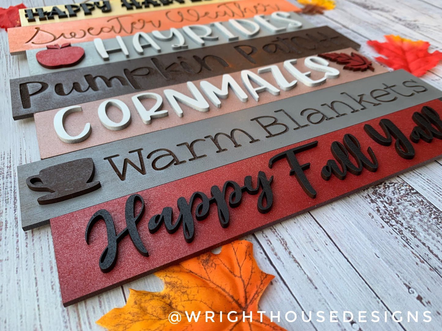 Happy Harvest Autumn Bucket List Stacked Sign - Seasonal Wall Decor and DIY Kits - Cut File For Glowforge Lasers - Digital SVG File