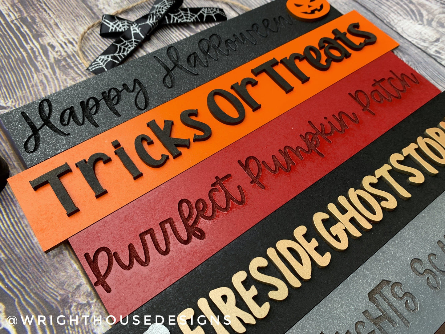 Happy Halloween Trick or Treat Bucket List Stacked Sign - Seasonal Wall Decor and DIY Kits - Cut File For Glowforge Laser - Digital SVG File